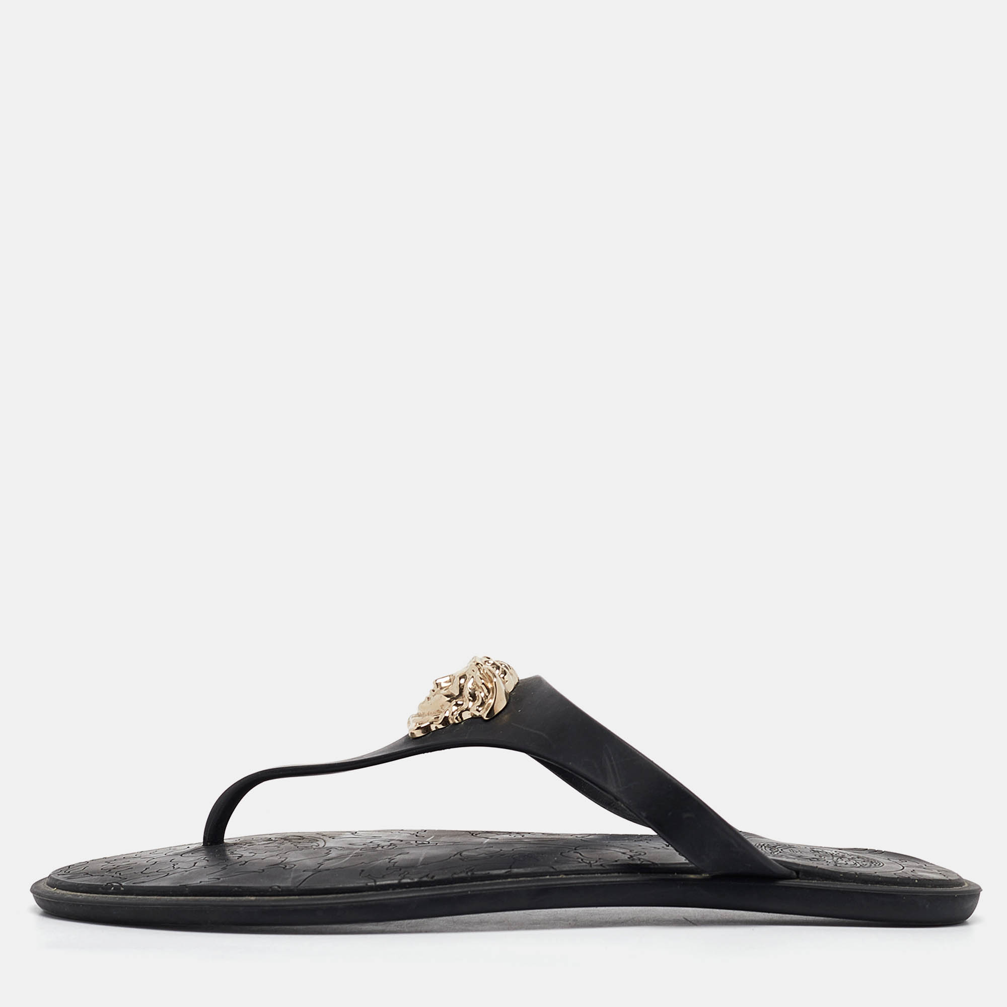 

Versace Black Rubber Medusa Flat Slides Size