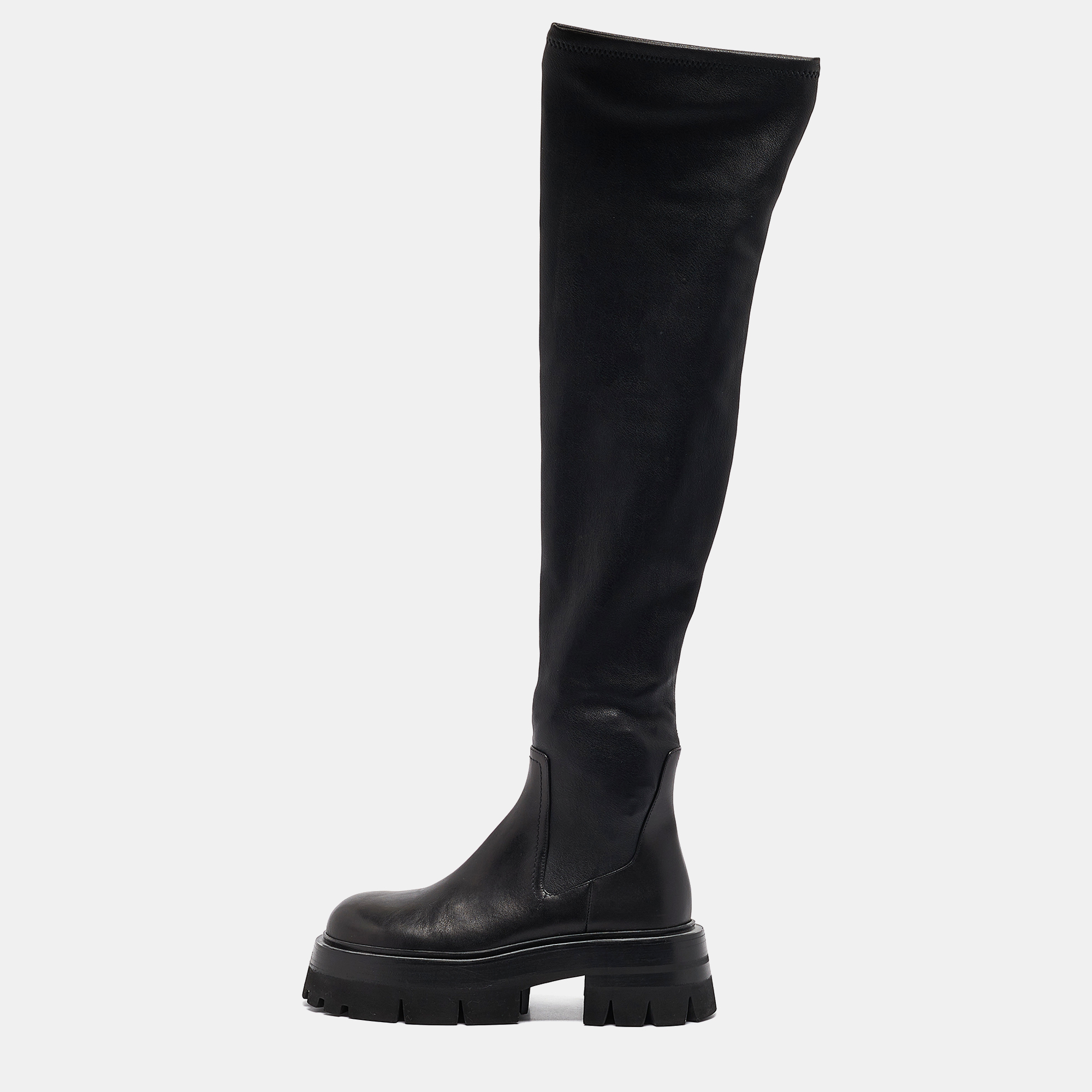 

Versace Black Leather Over The Knee Boots Size