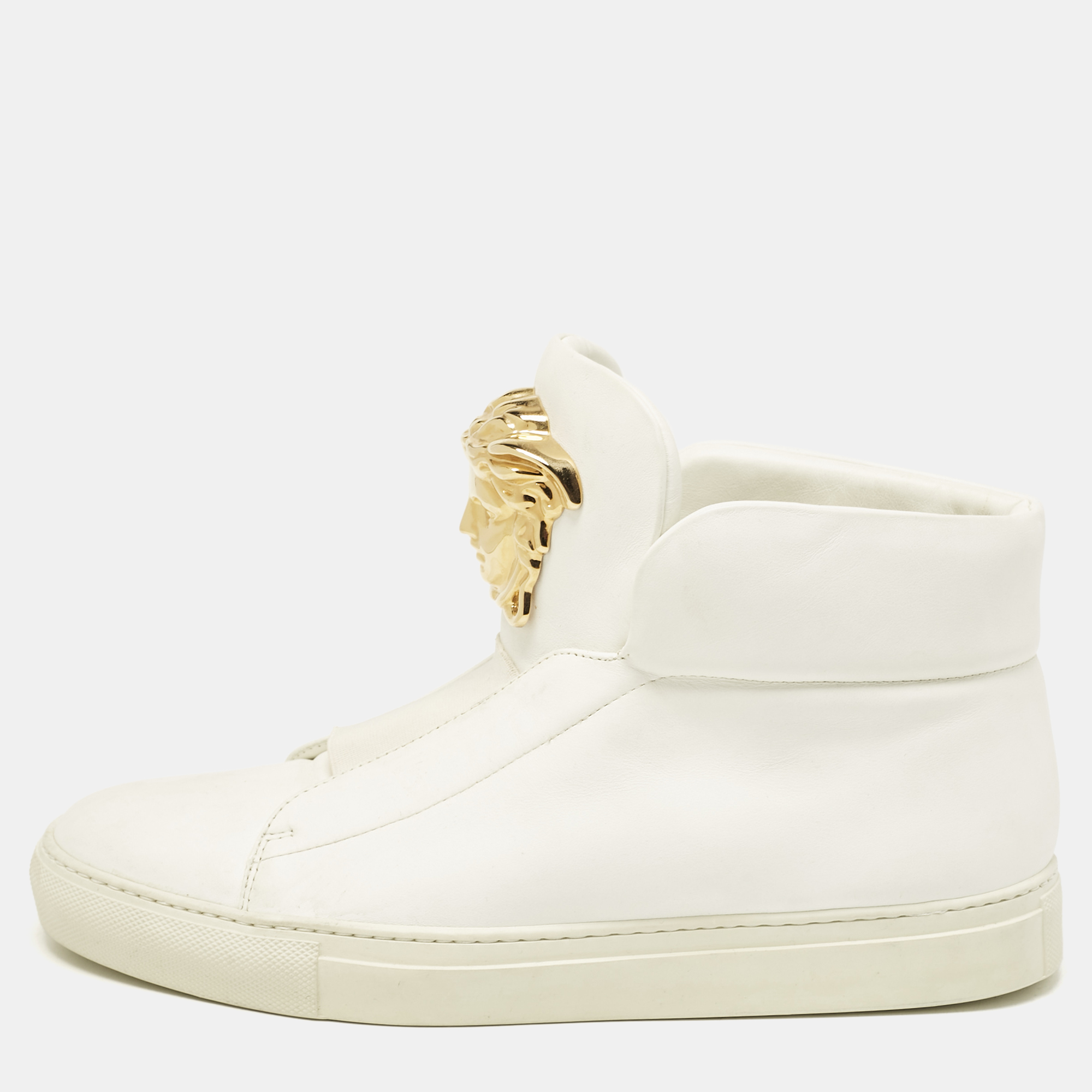 

Versace White Leather Palazzo High Top Sneakers Size