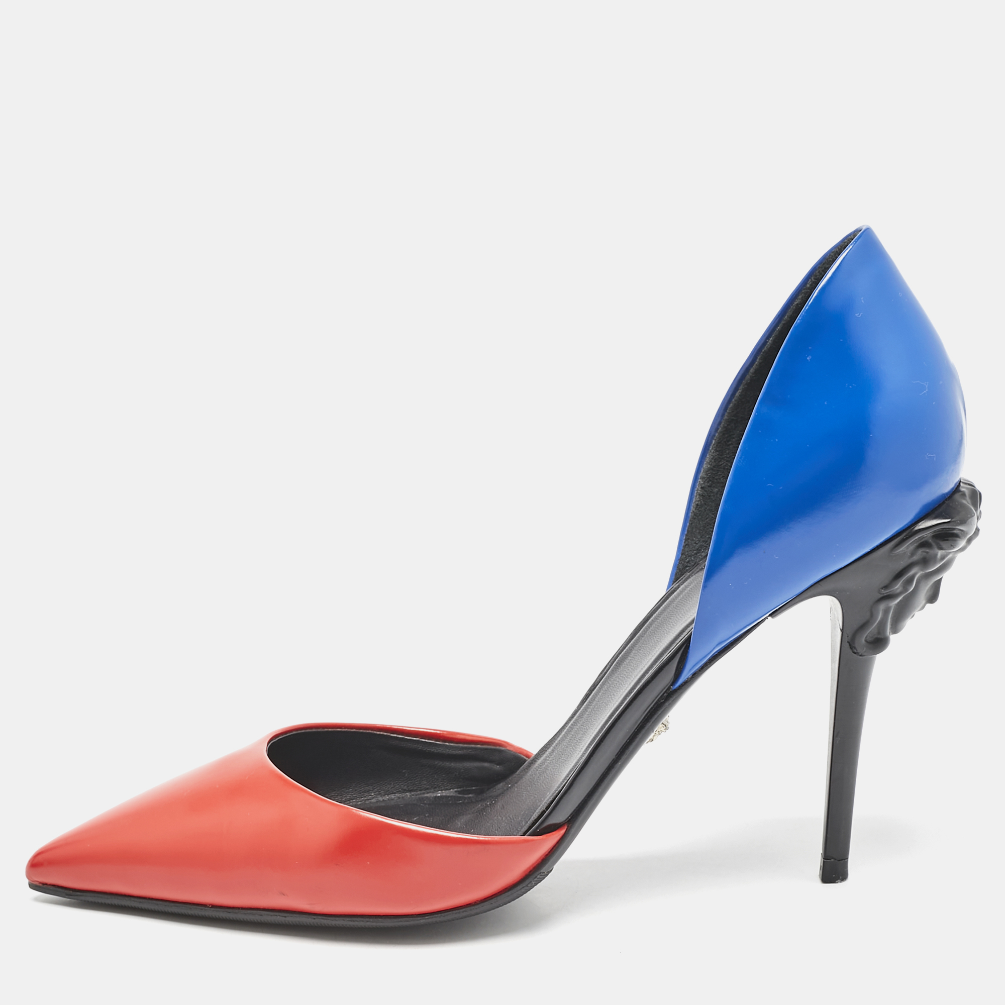 

Versace Blue/Red Leather Medusa Heel Pumps Size