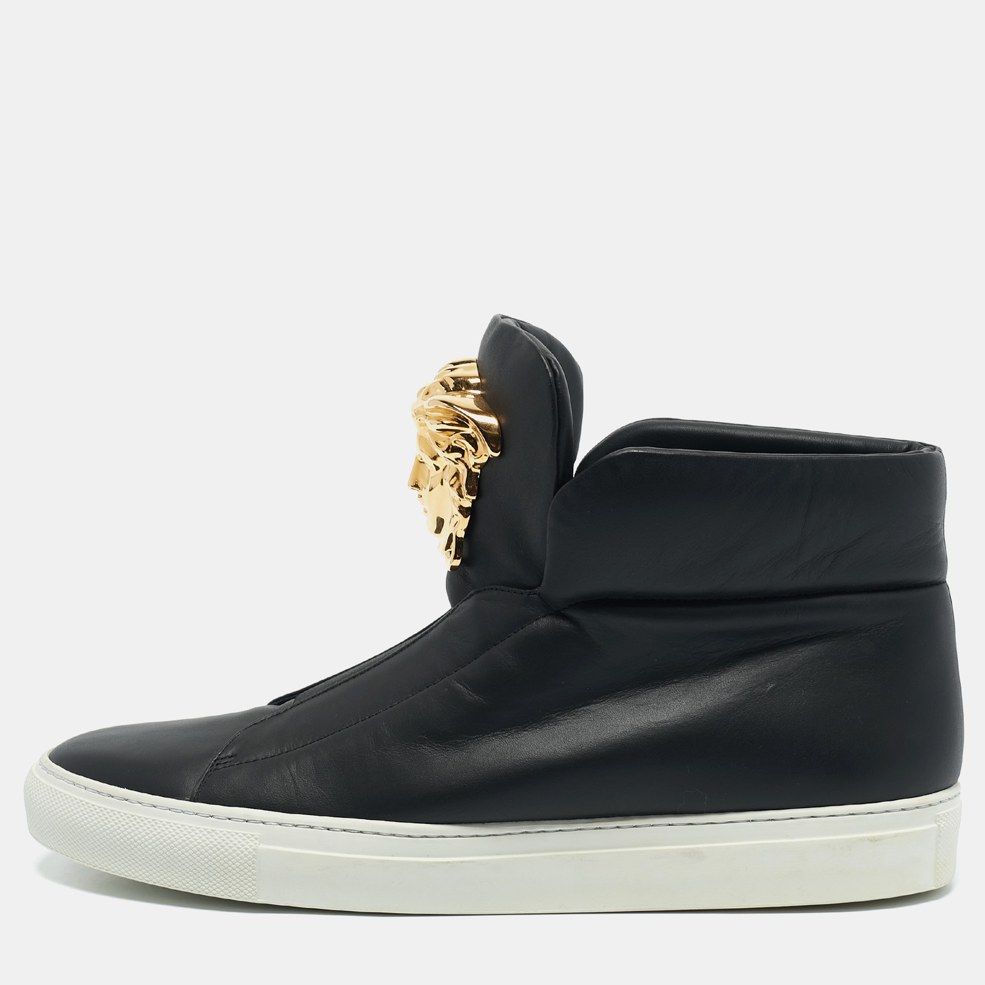 

Versace Black Leather Medusa High Top Sneakers Size