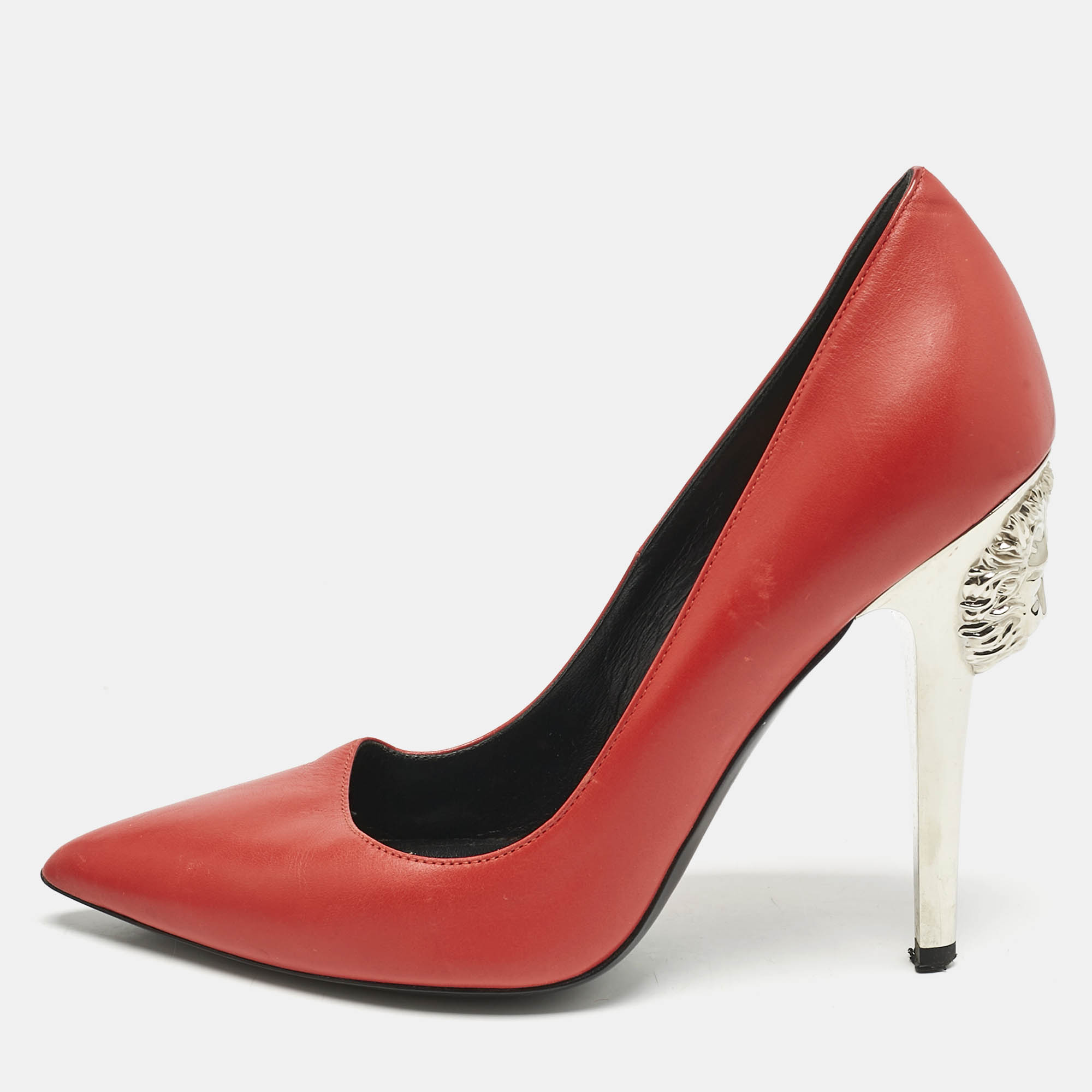

Versace Red Leather Medusa Heel Pointed Toe Pumps Size