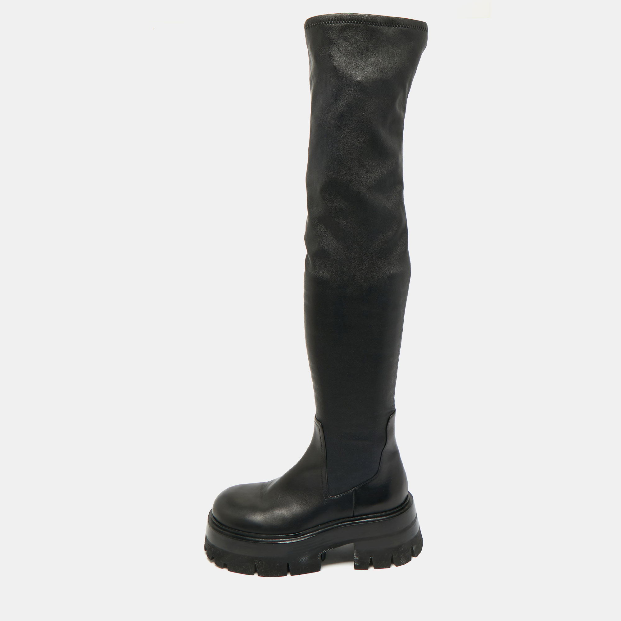

Versace Black Leather Over The Knee Boots Size