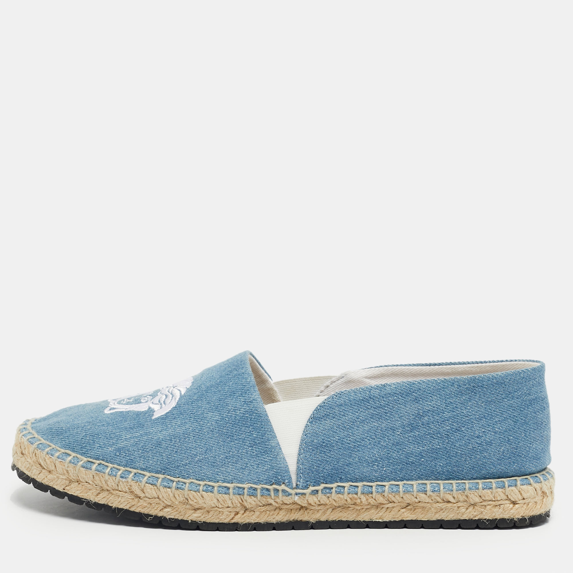Versace Blue Denim Medusa Espadrille Flats Size 38