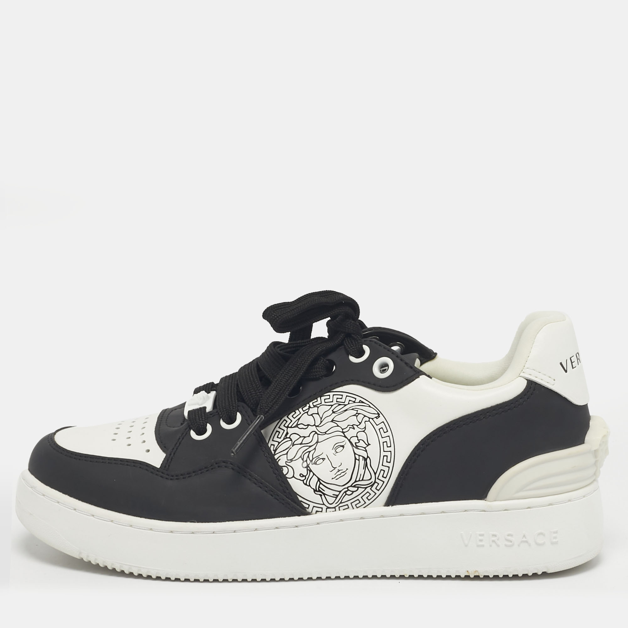 

Versace White/Black Leather Medusa Lace Up Sneakers Size