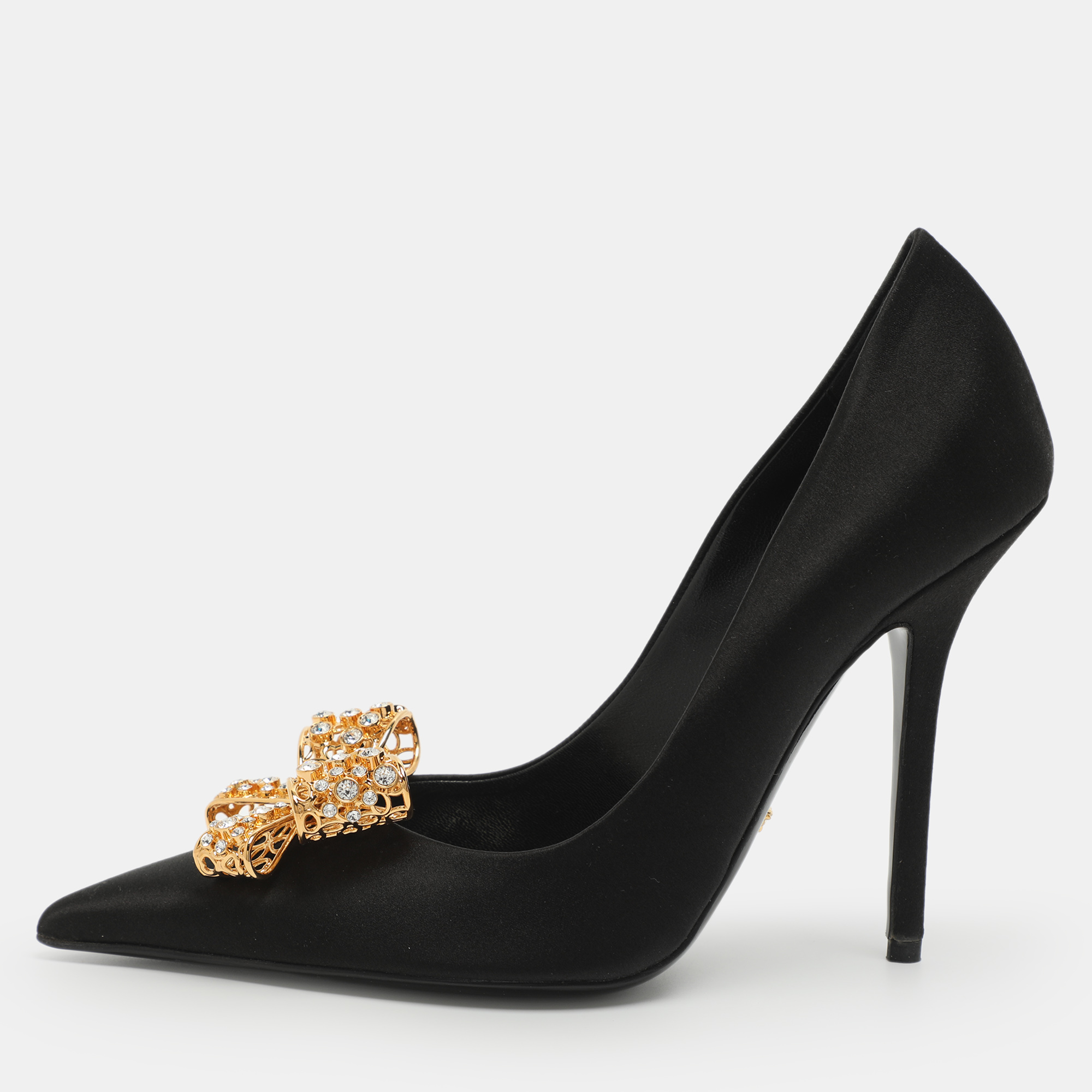 

Versace Bow Size 38.5 Black Satin Pumps