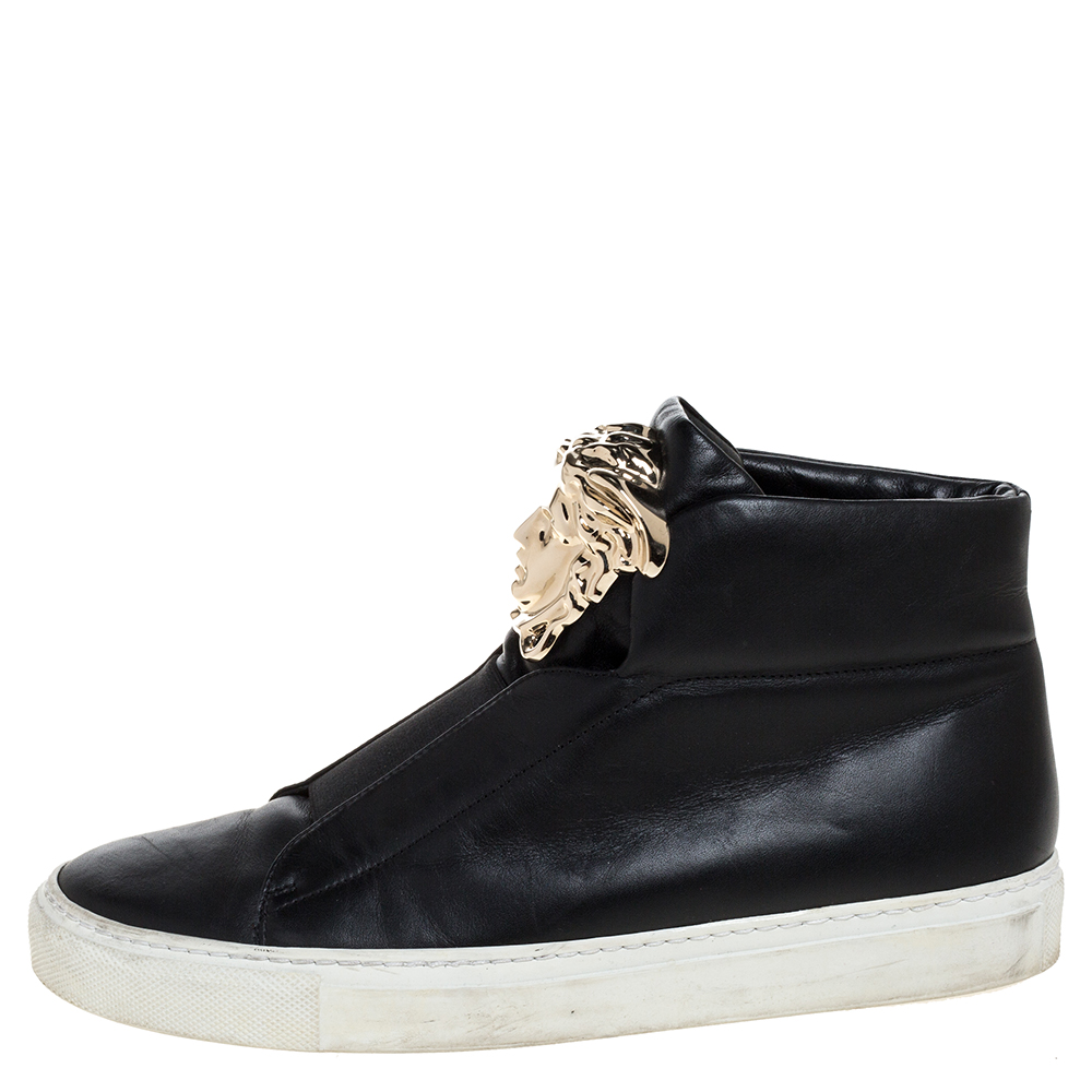 

Versace Black Leather Palazzo Medusa High Top Sneakers Size
