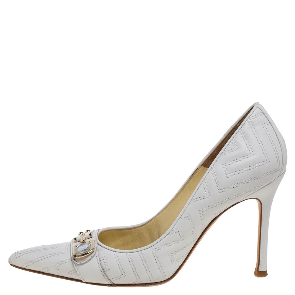 

Versace White Leather Pointed Toe Pumps Size