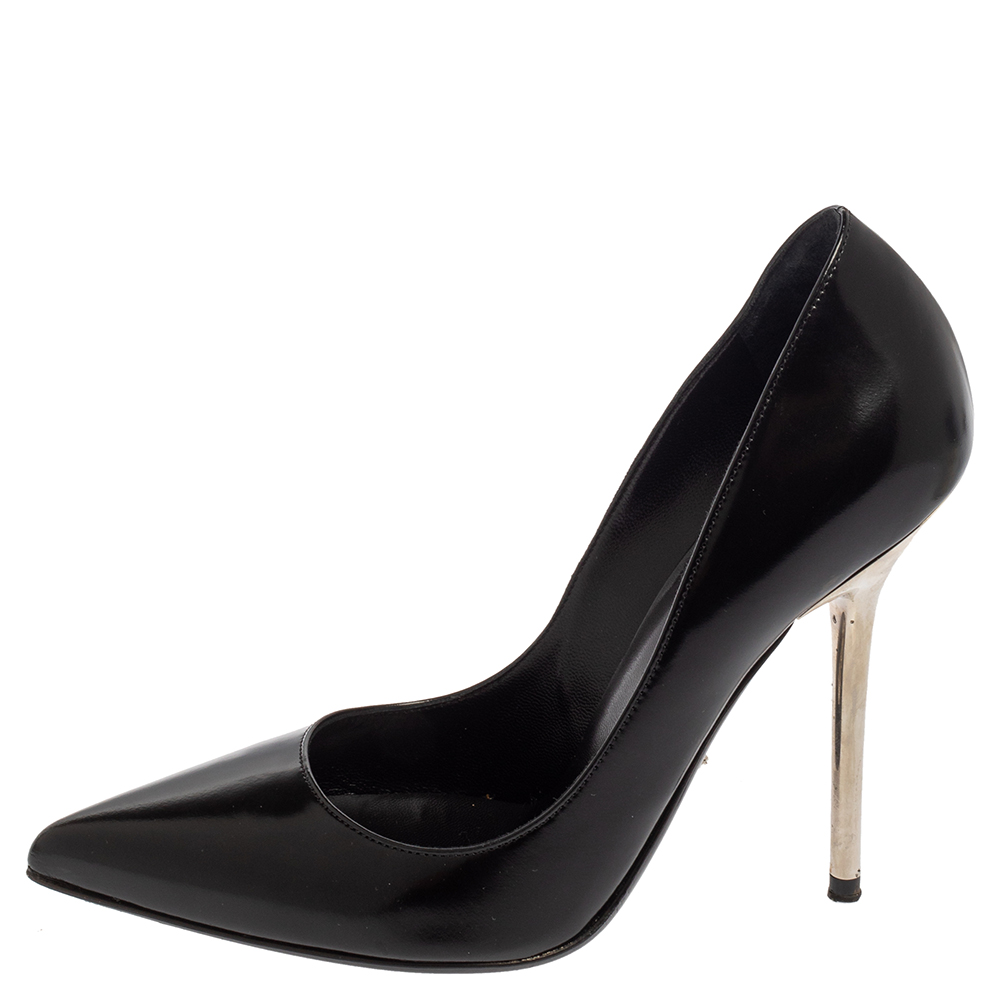 

Versace Black Leather Pointed Toe Pumps Size