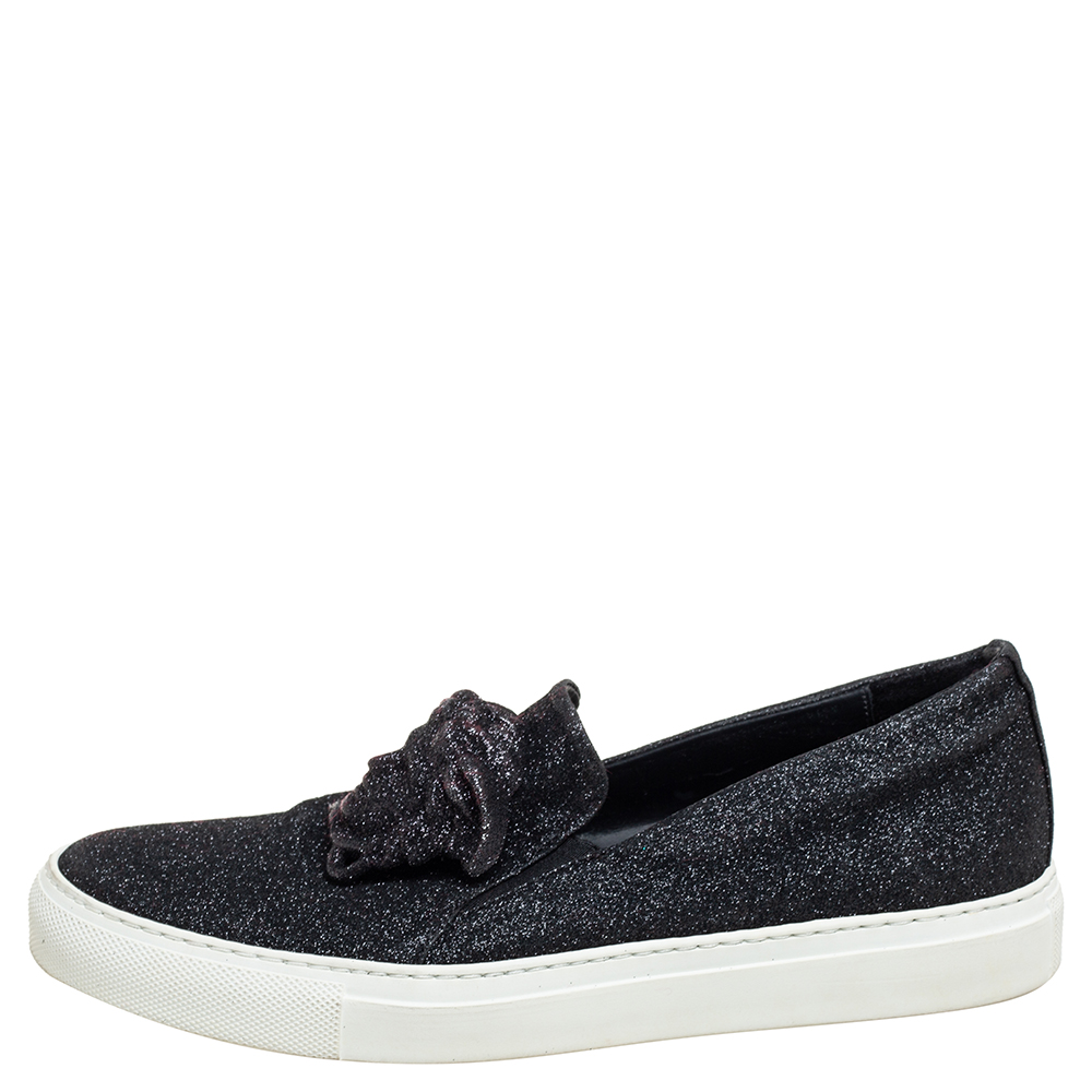 

Versace Black Glitter Medusa Slip On Sneakers Size