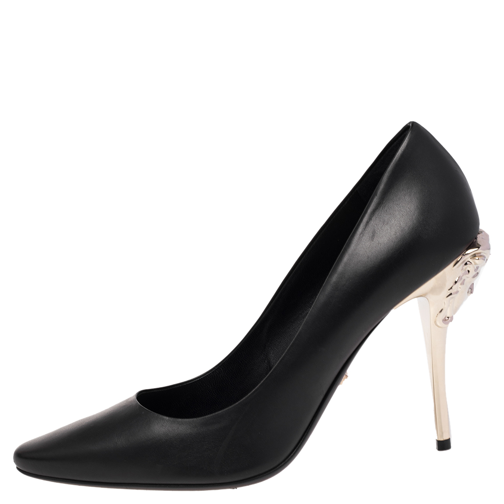 

Versace Black Leather Medusa Heel Pumps Size