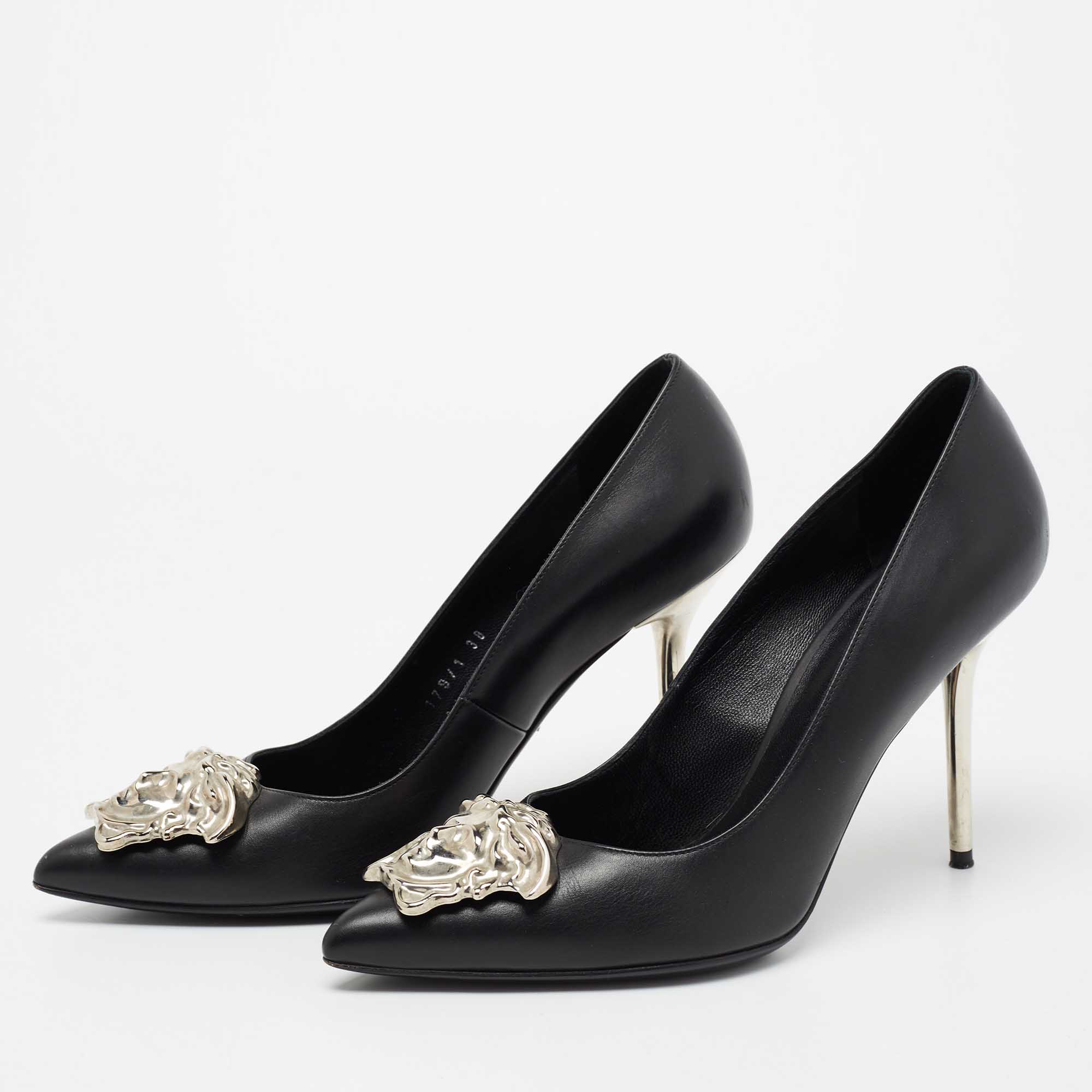 

Versace Black Leather Palazzo Pointed Toe Pumps Size