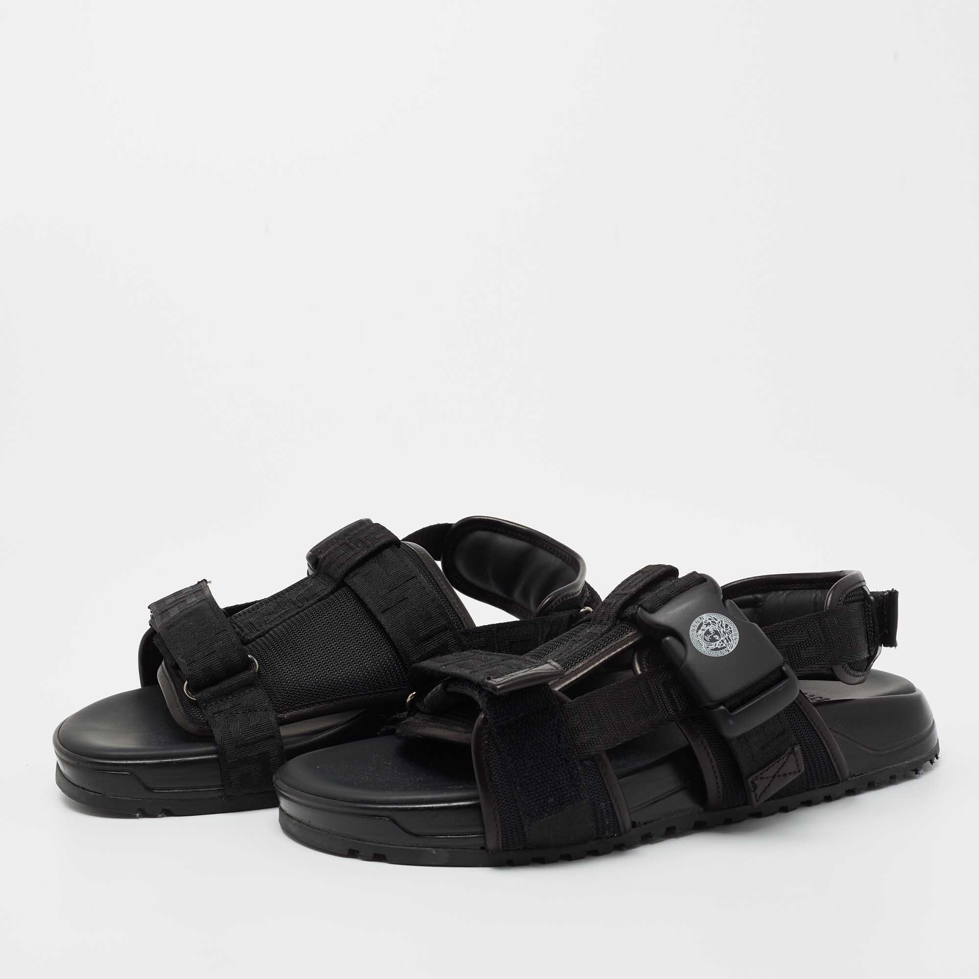 

Versace Black Canvas and Leather Slingback Sandals Size, Blue