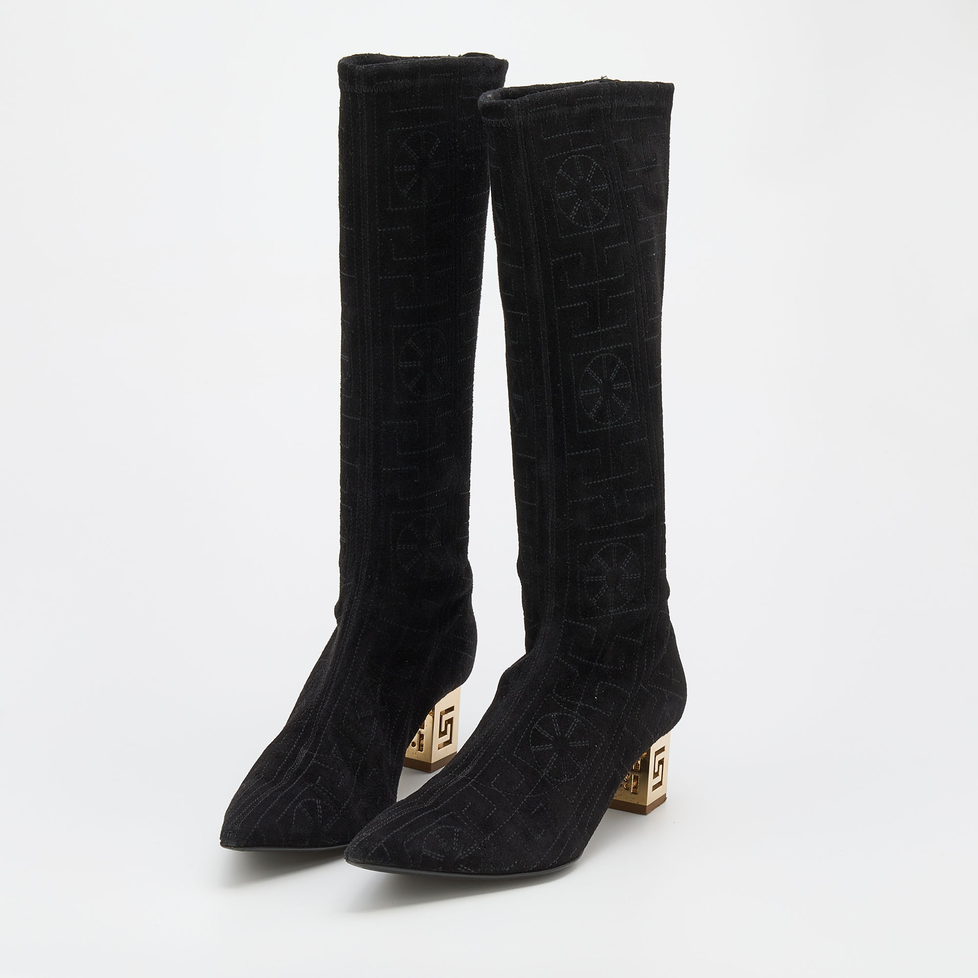 

Versace Black Suede Knee Length Boots Size