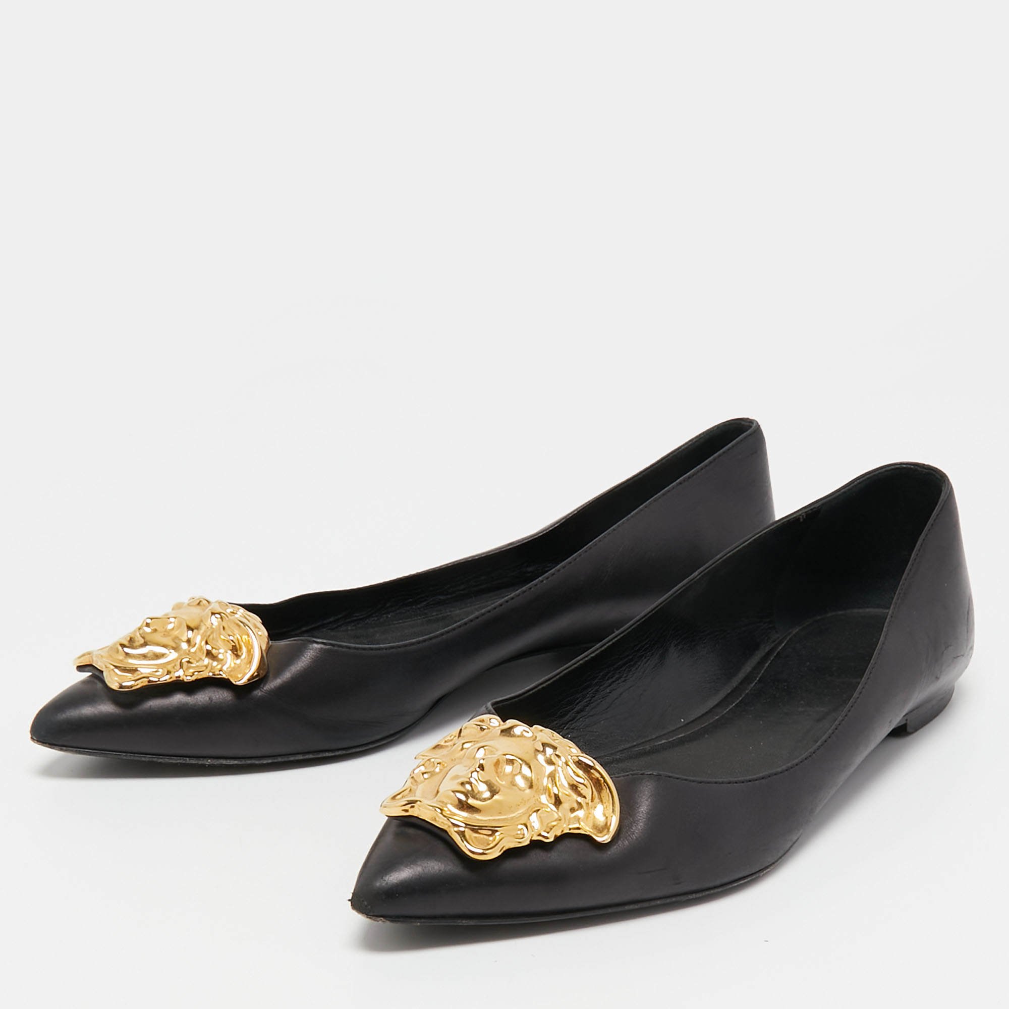 

Versace Black Leather Medusa Ballet Flats Size