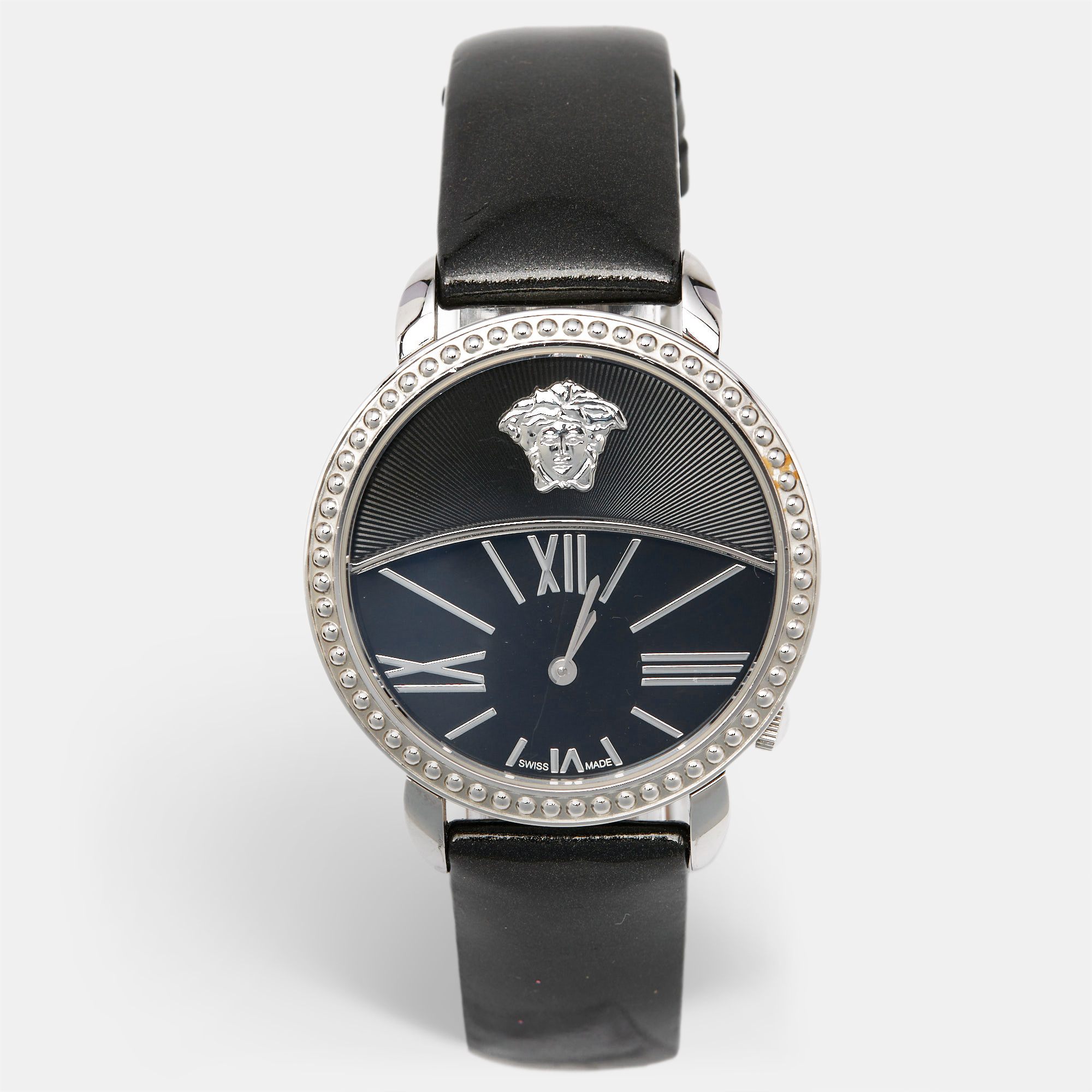 

Versace Black Stainless Steel Patent Leather Krios