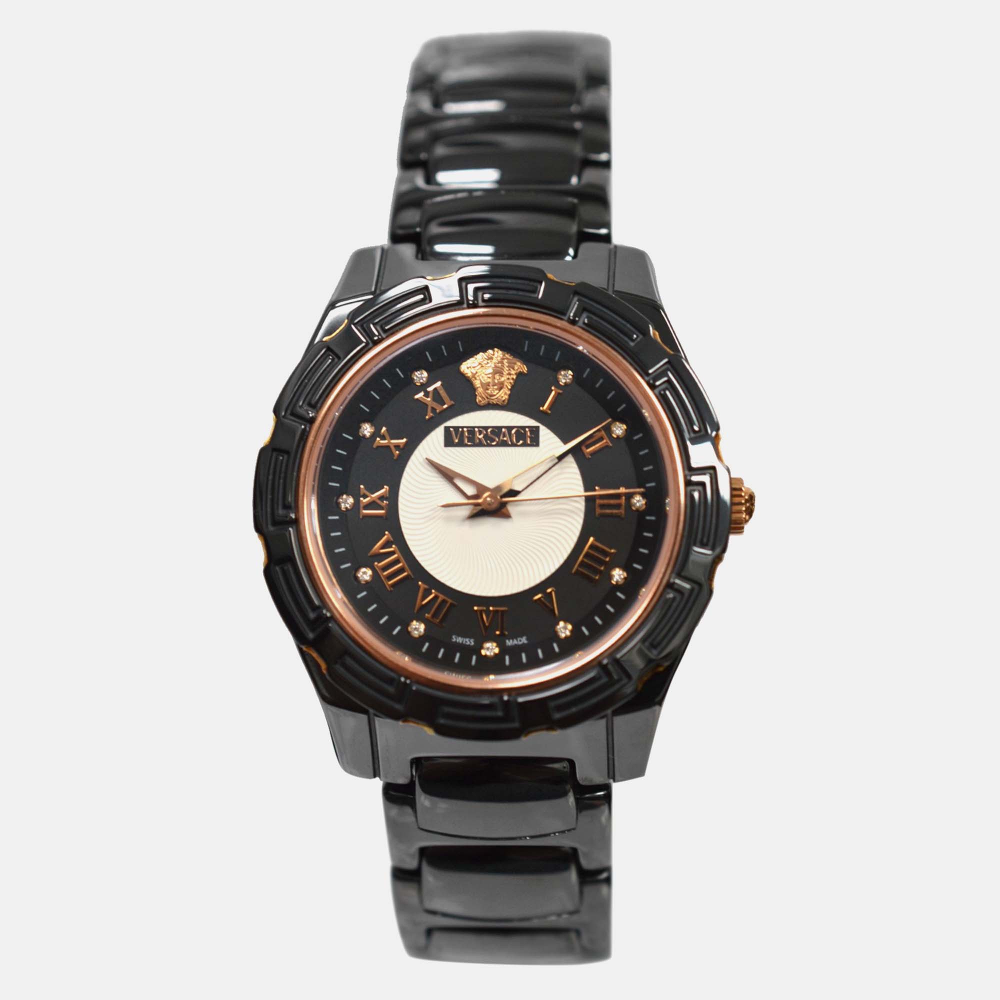

Versace DV One Glamour 63QCP9D008 SC09 Quartz Ceramic Diamond Wristwatch, Black