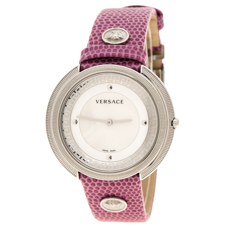 مملوكة مسبقًا Versace White Mother of Pearl Stainless Steel Thea A7Q Women's Wristwatch 39 mm