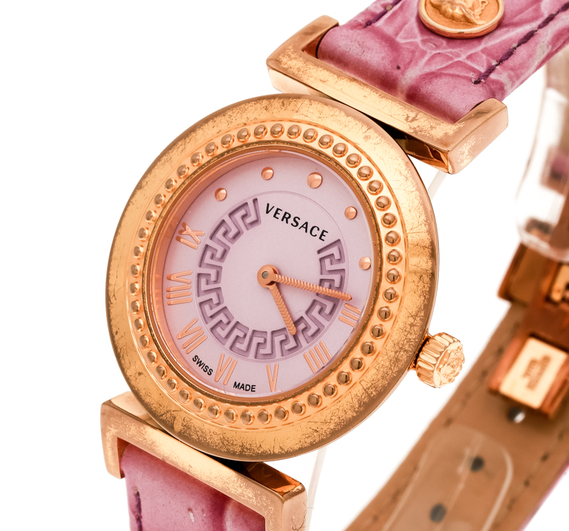 

Versace Purple Gold Tone Stainless Steel Vanity P5Q Women's Wristwatch