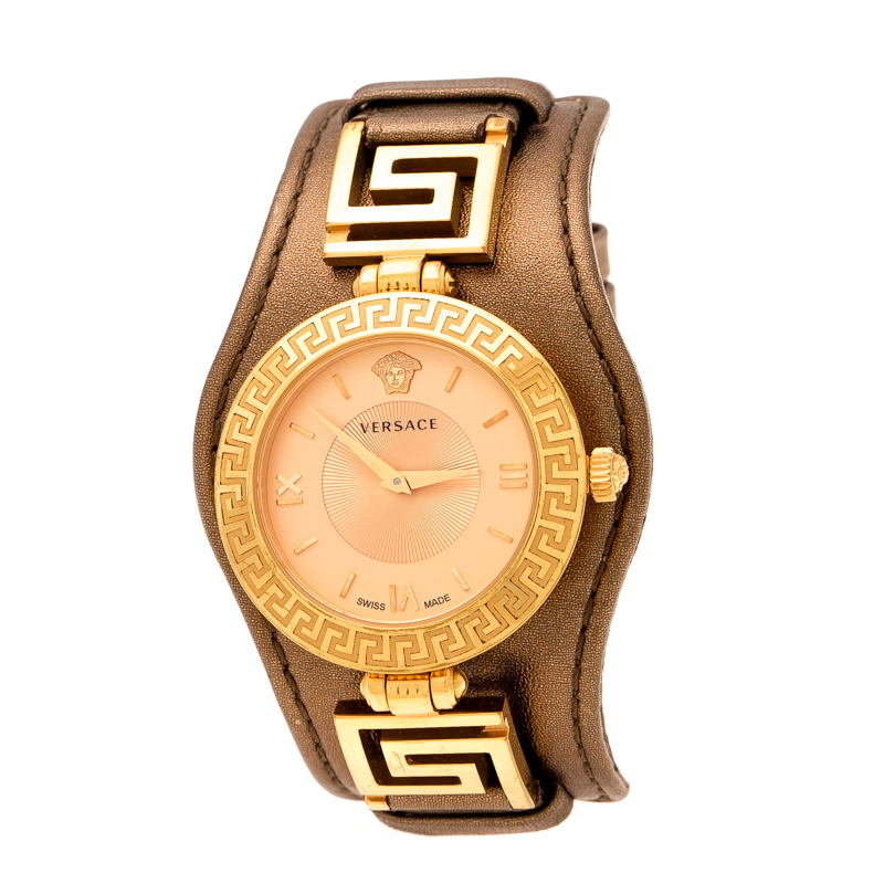 Versace Rose Gold Plated Stainless Steel V Signature VLA Women's Wristwatch 35 mm