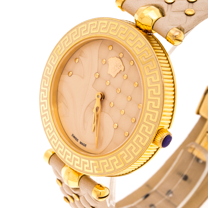 

Versace Beige Rose Gold Plated Stainless Steel Vanitas VK7 Women's Wristwatch