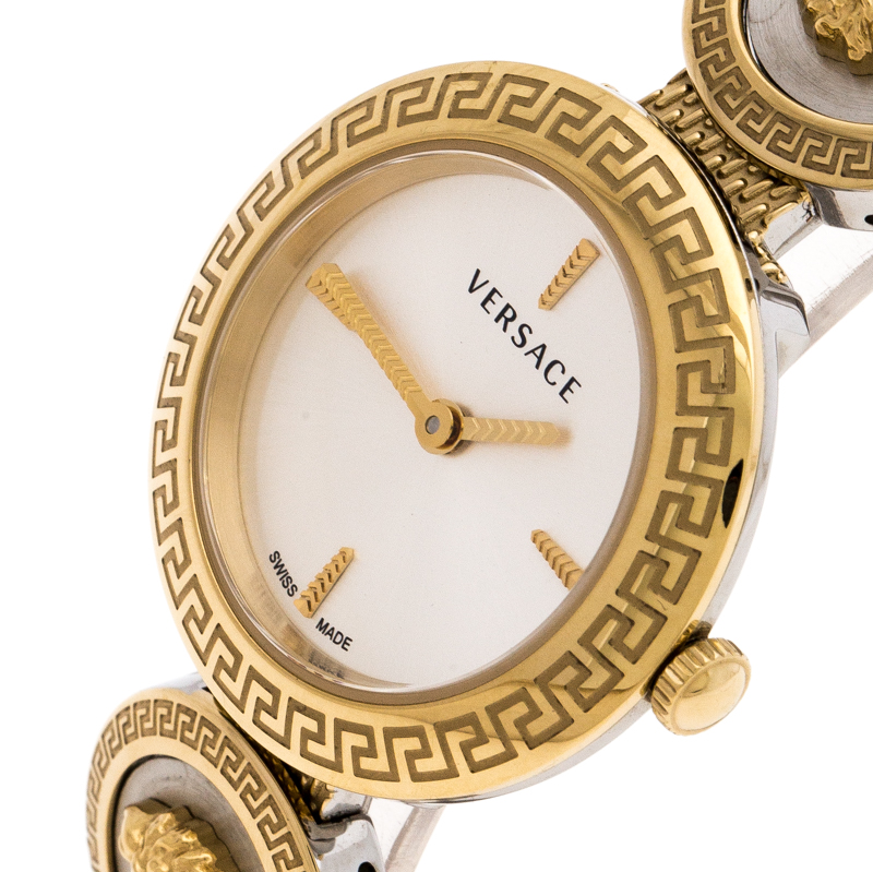 

Versace White Gold Tone Signature Medusa Stud Icon VERF008 Women's Wristwatch