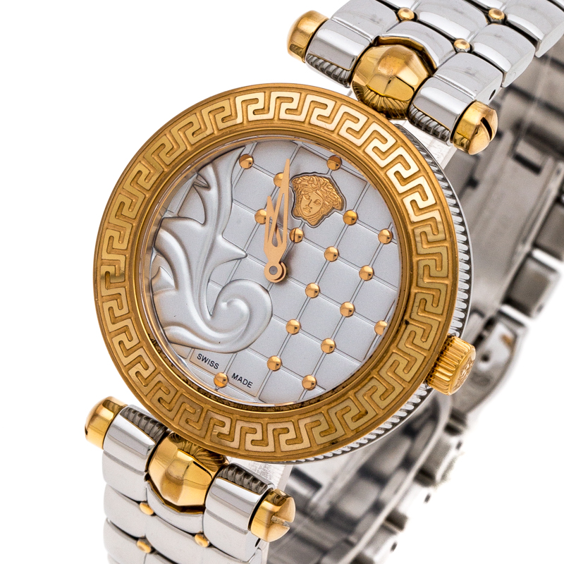 

Versace Quilted Silver Two-Tone Stainless Steel Micro Vanitas VQM Women's Wristwatch