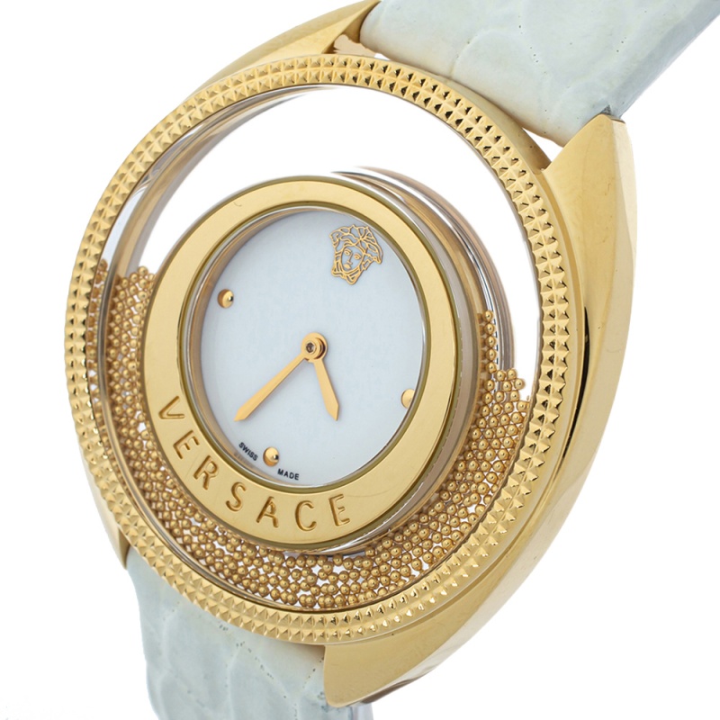 

Versace White Yellow Gold Plated Stainless Steel Leather Destiny Spirit