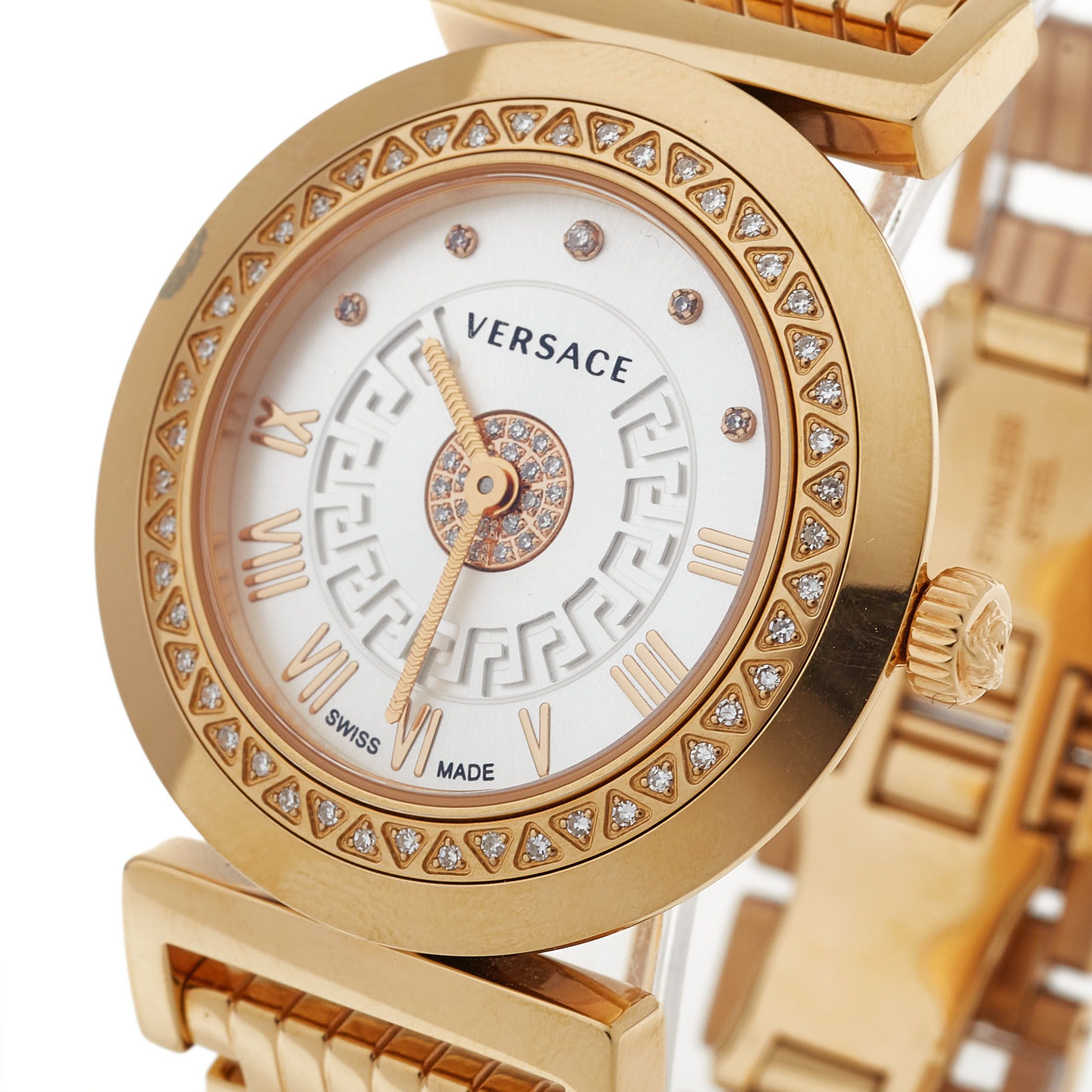 

Versace Silver Gold Tone Stainless Steel Vanity P5Q Women's Wristwatch