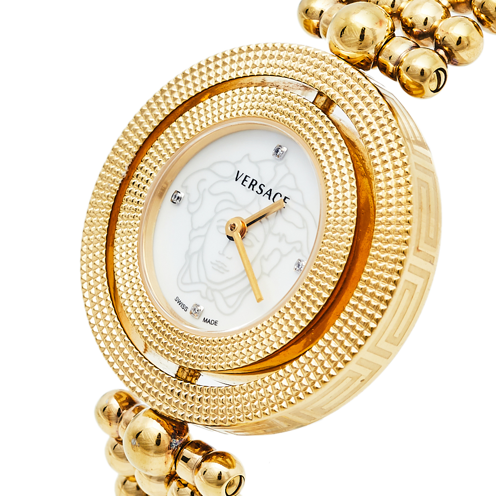 

Versace Mother Of Pearl Yellow Gold Plated Stainless Steel Eon, White