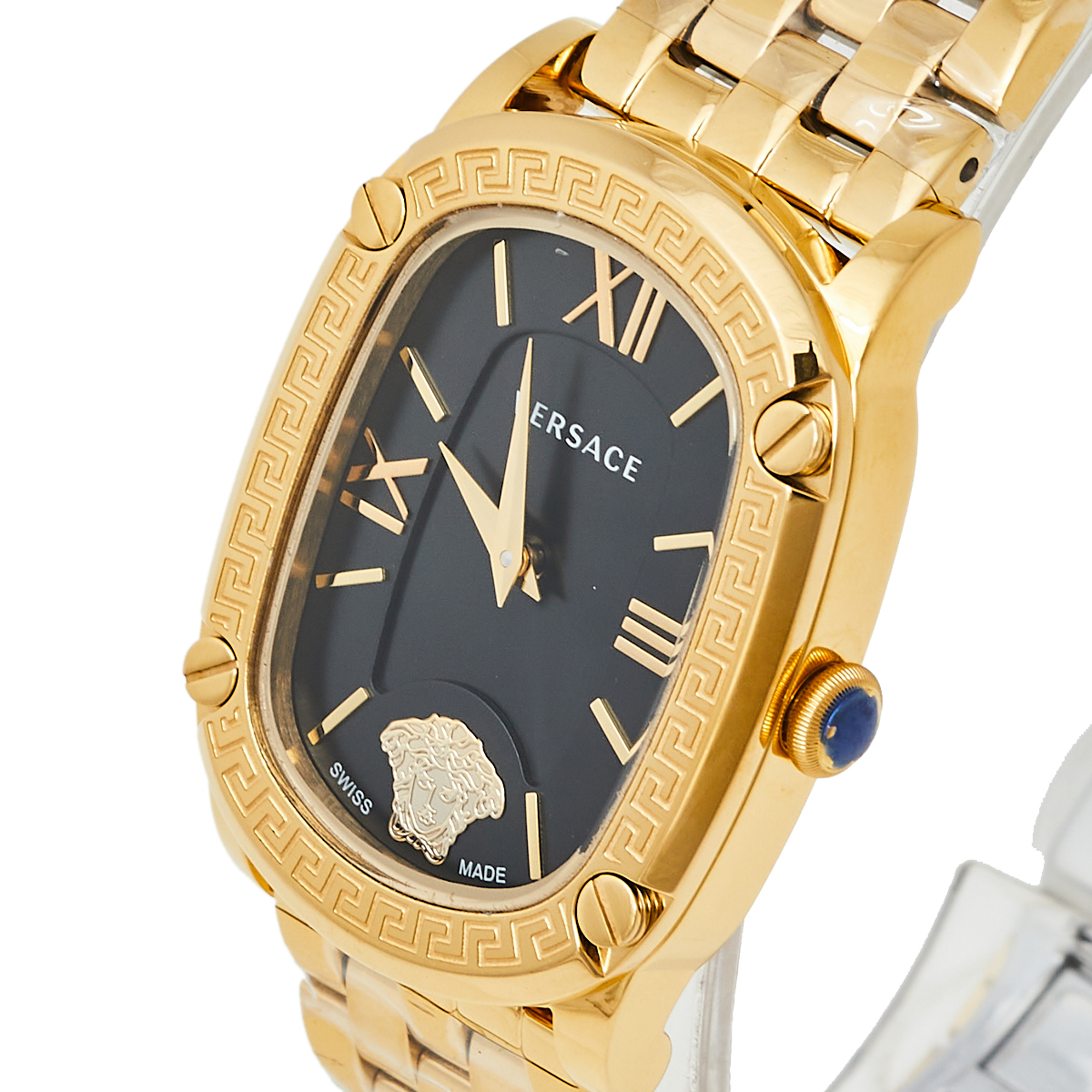 

Versace Black Gold Plated Stainless Steel Couture Oval VE1B Women's Wristwatch