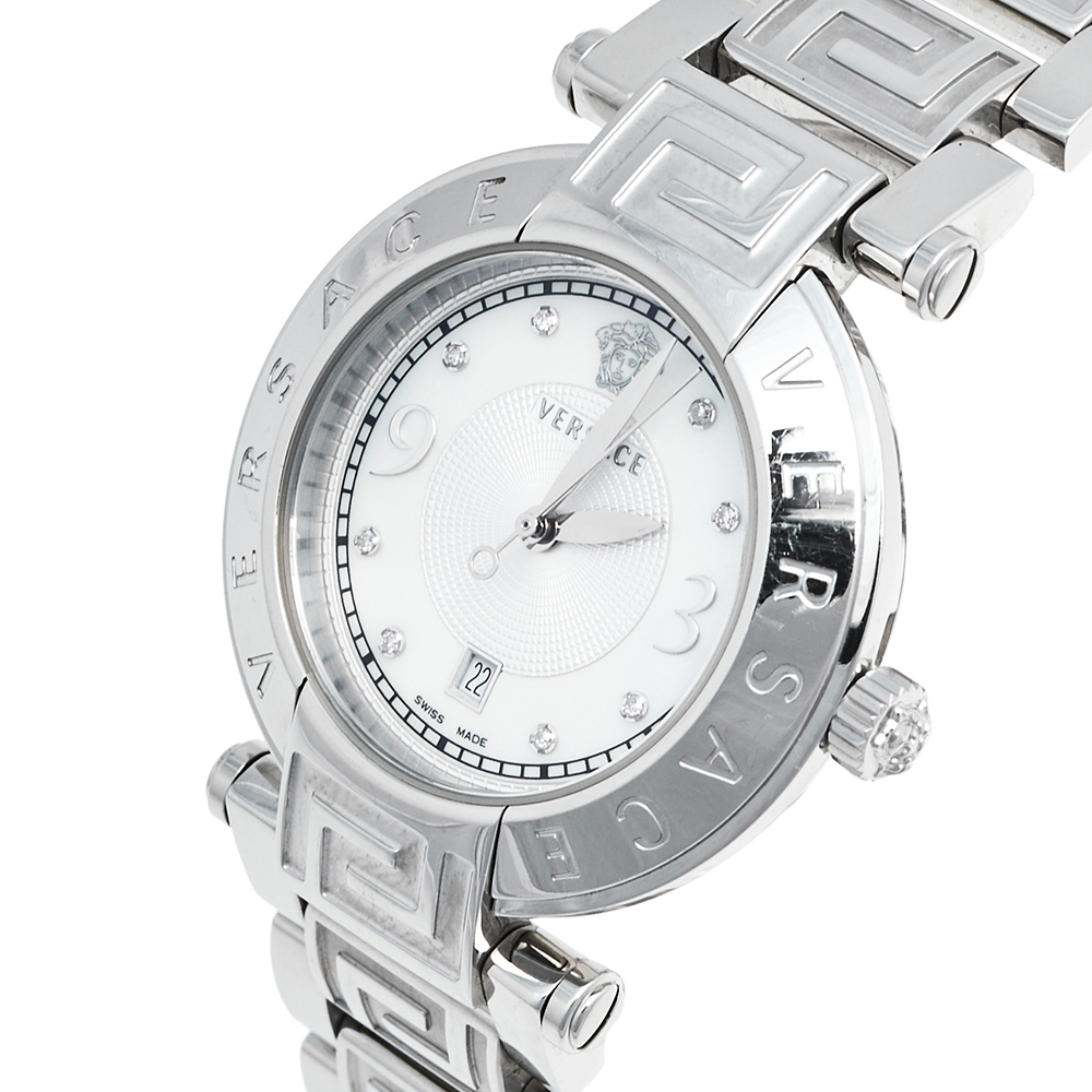 

Versace Mother Of Pearl Stainless Steel Reve, Silver