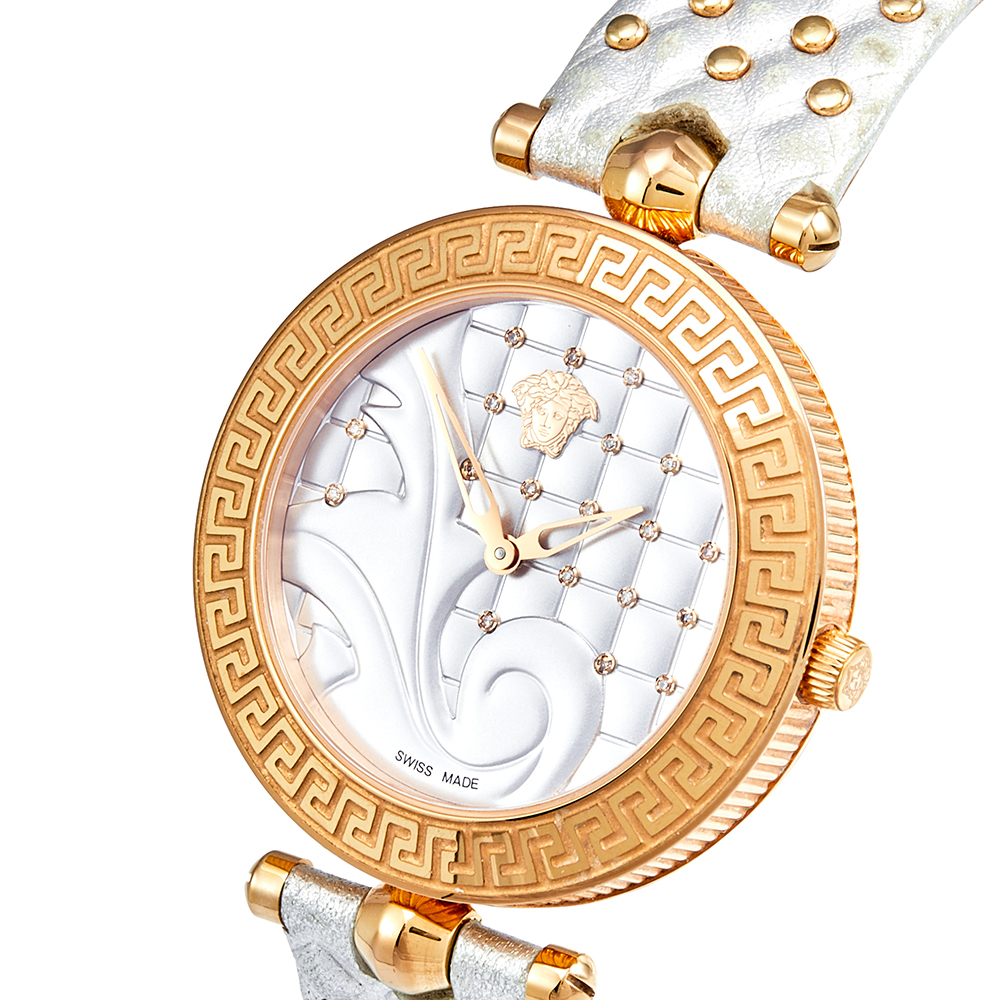 

Versace Silver Rose Gold Plated Stainless Steel Vanitas VK7 Women's Wristwatch