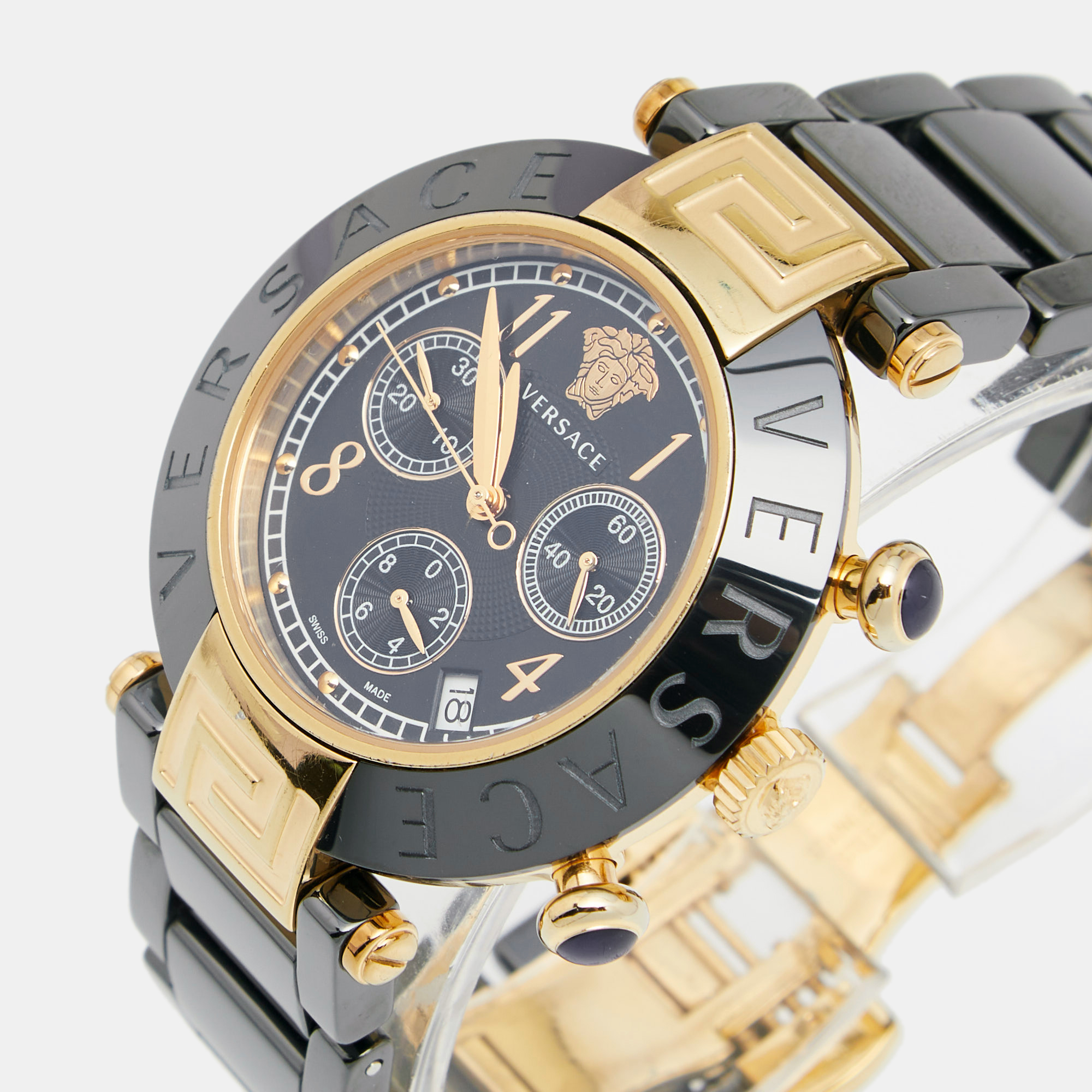 

Versace Black Ceramic and Gold Plated Steel Chronograph Reve