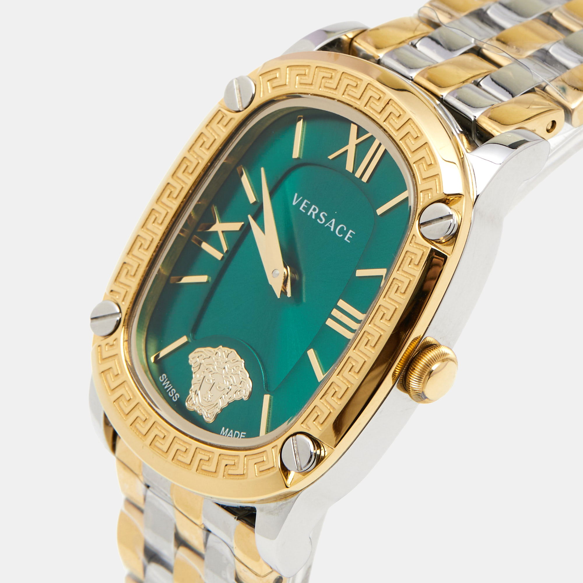 

Versace Green Two Tone Stainless Steel Couture VE1B Women's Wristwatch