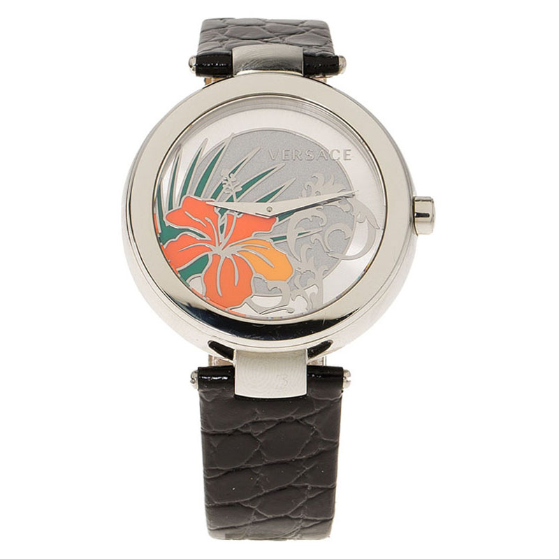 Pre Owned Versace Silver Stainless Steel Women's Wristwatch 38MM