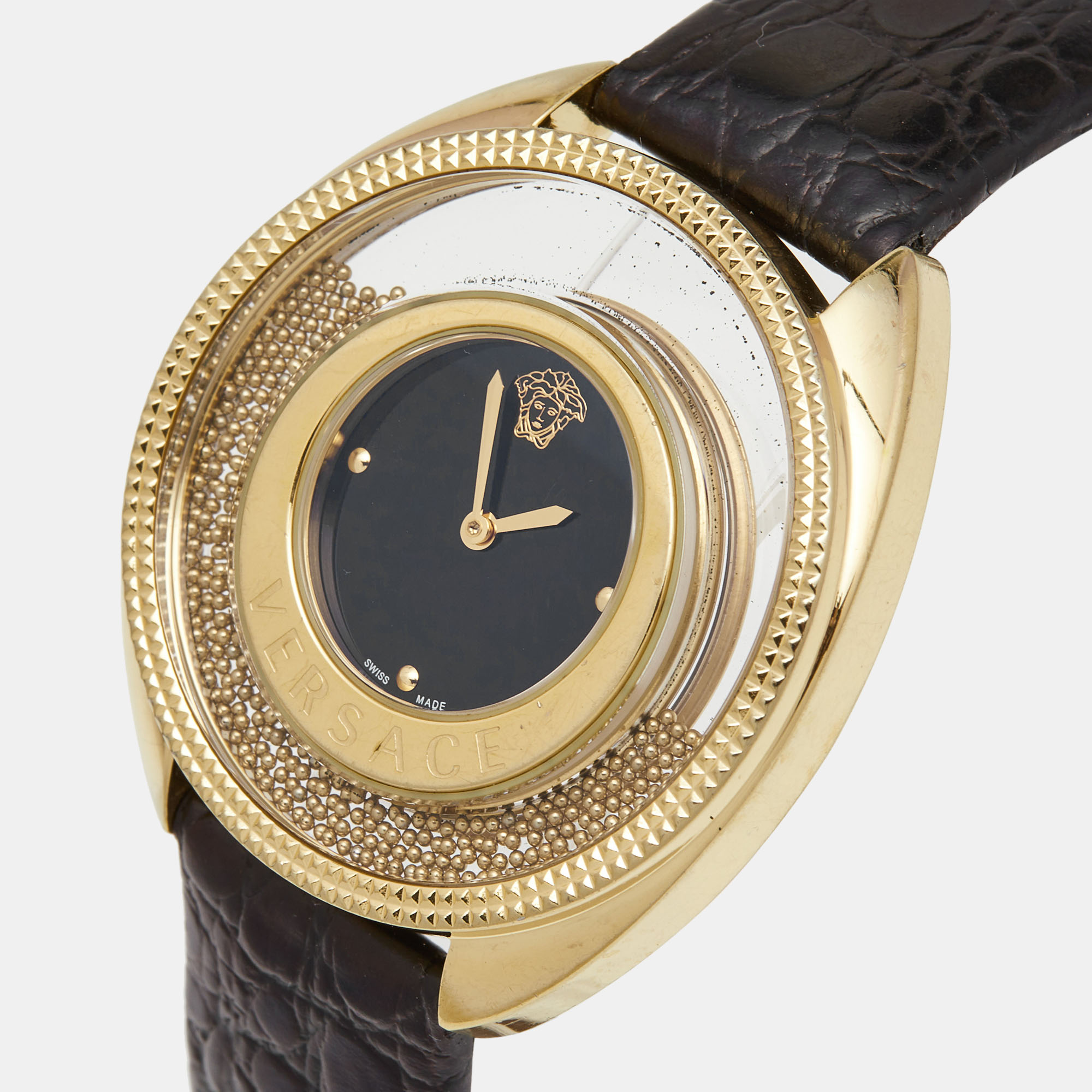 

Versace Black Gold Plated Stainless Steel Leather Destiny Spirit
