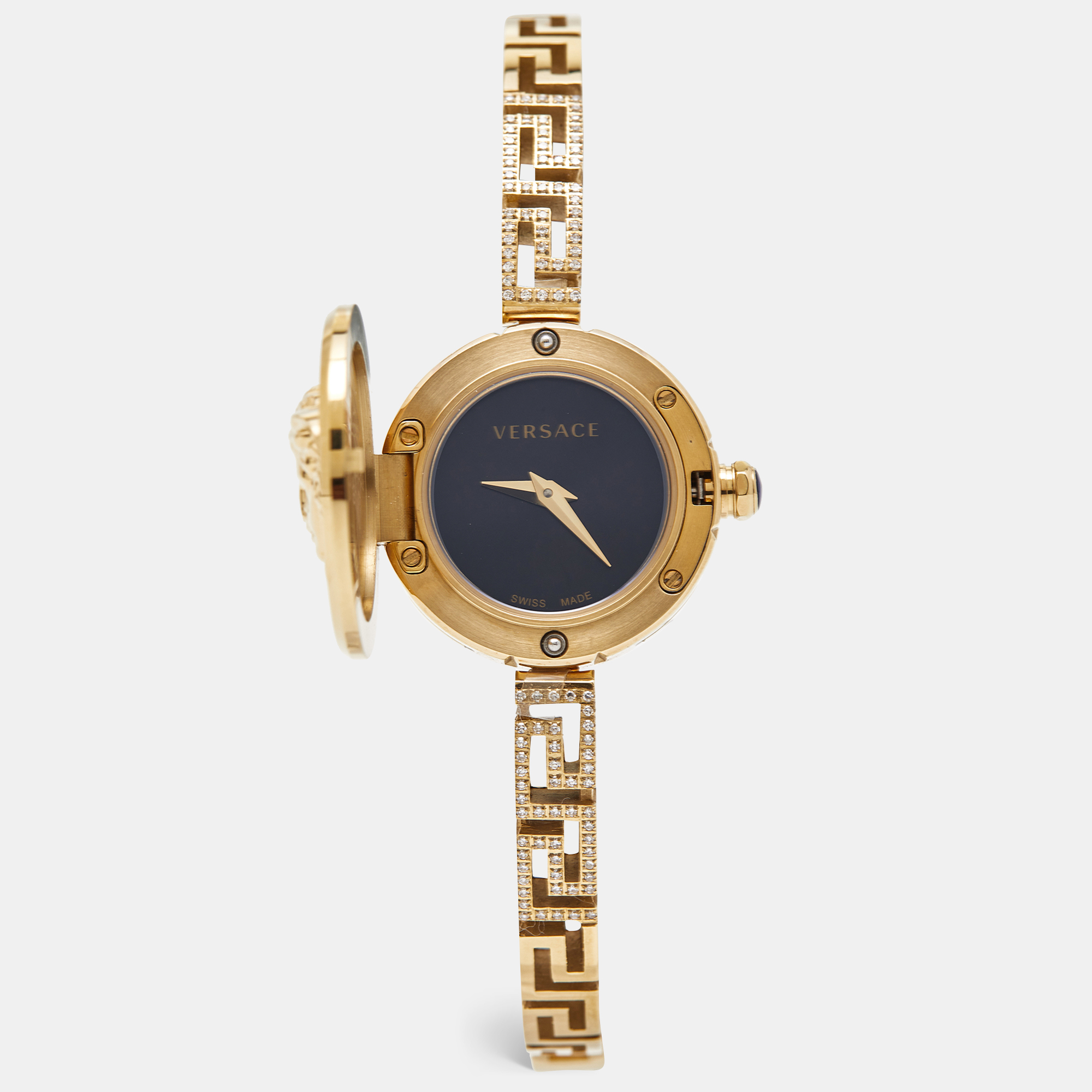 

Versace Black Gold Plated Stainless Steel Secret Watch VEZ500421 Women's Wristwatch