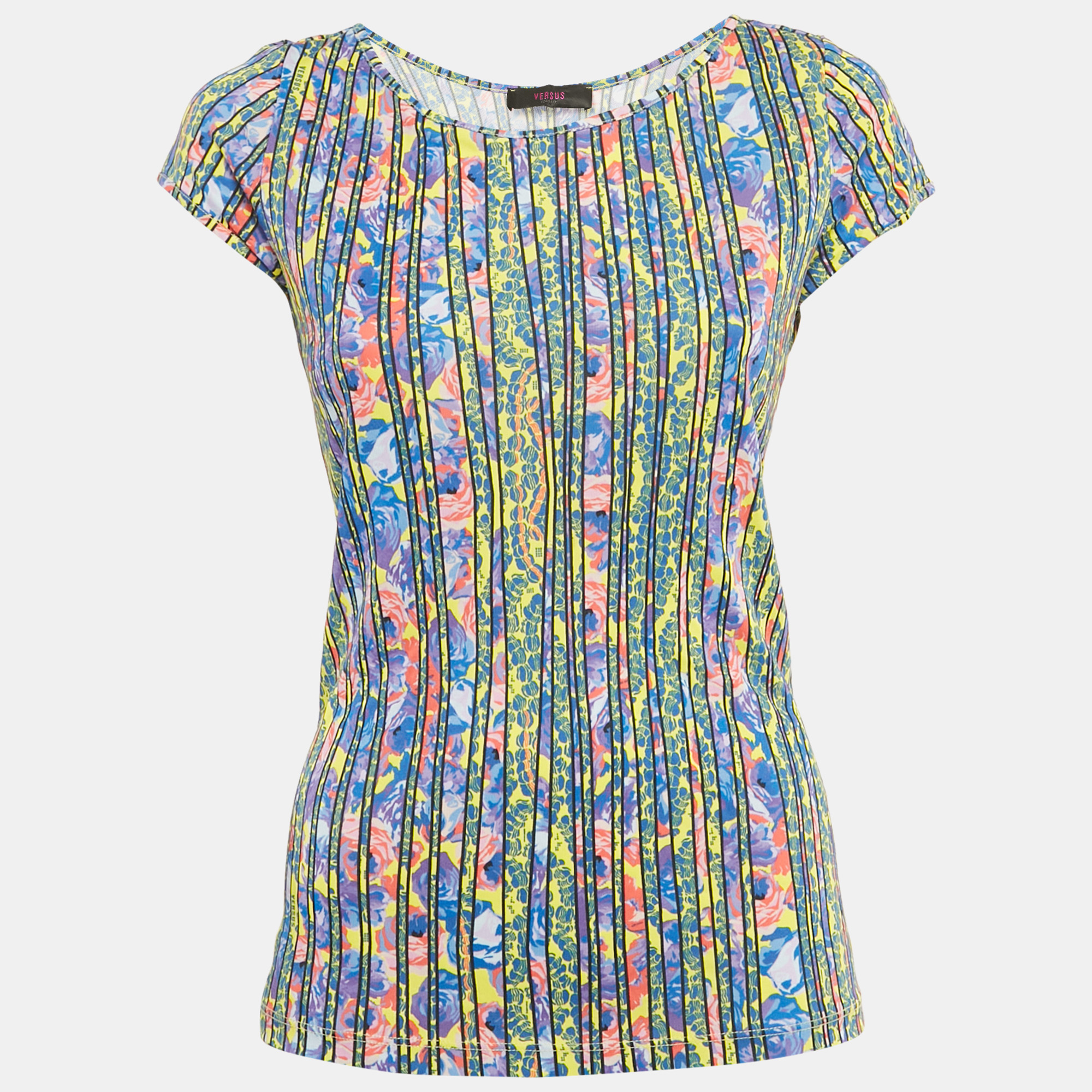 

Versus Versace Blue/Yellow Printed Jersey Top L