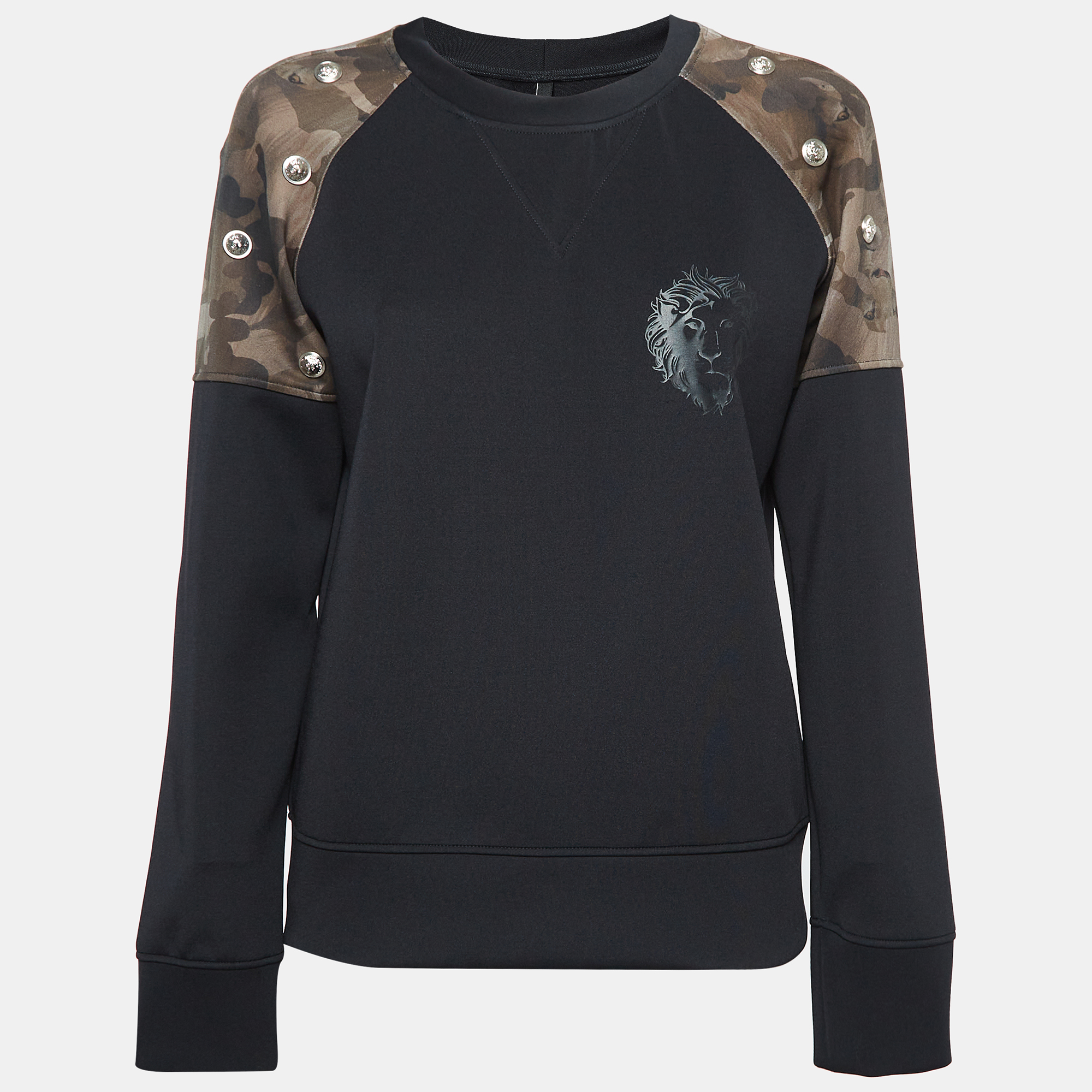 

Versus Versace Black Printed Jersey Shoulder Detailed Sweatshirt M