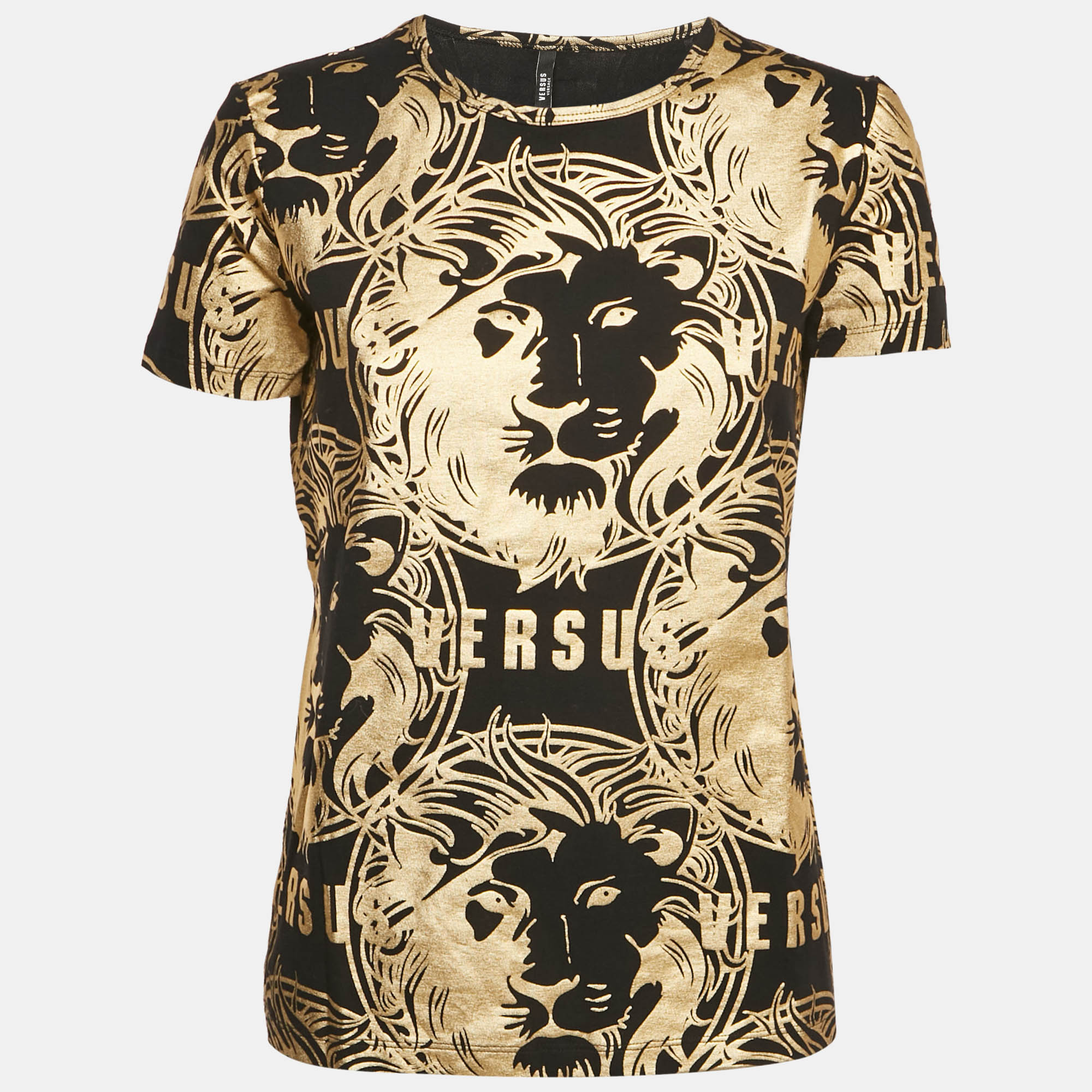 

Versus Versace Black Metallic Print Cotton Crew Neck T-Shirt XL