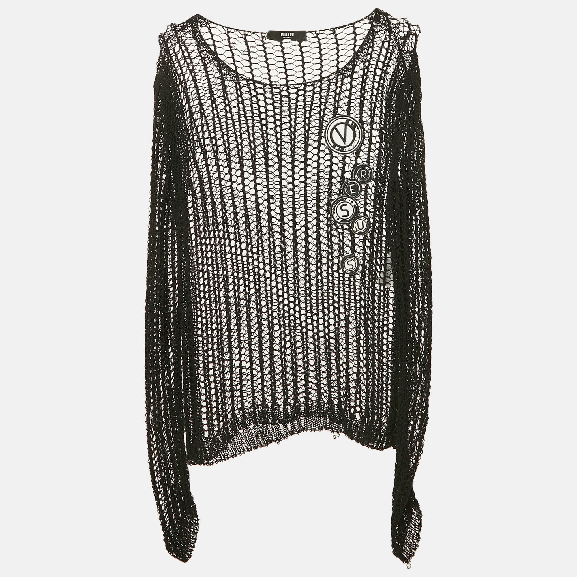 

Versus Versace Black Crochet Knit Sheer Top M