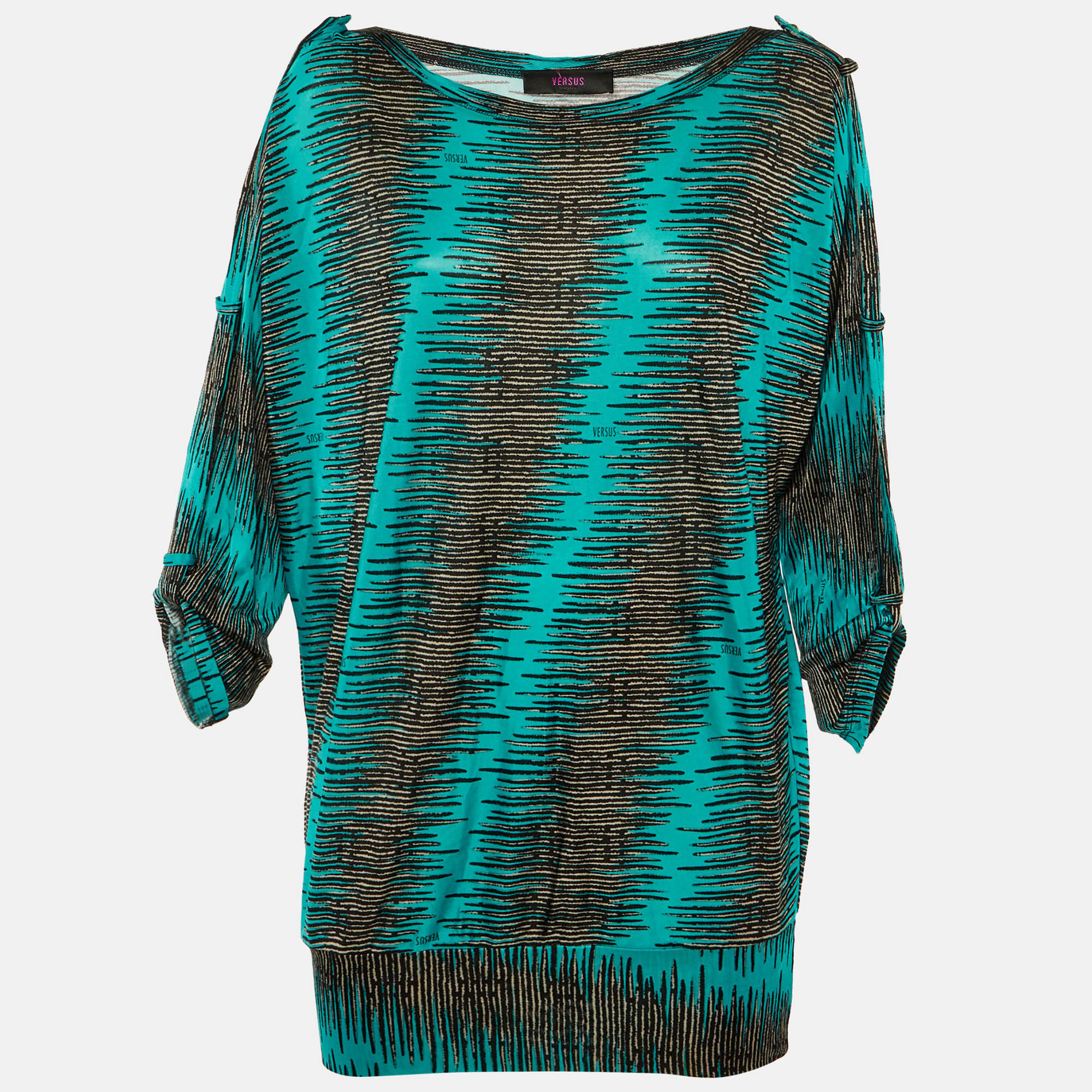 

Versus Versace Blue /Black Printed Jersey Top M