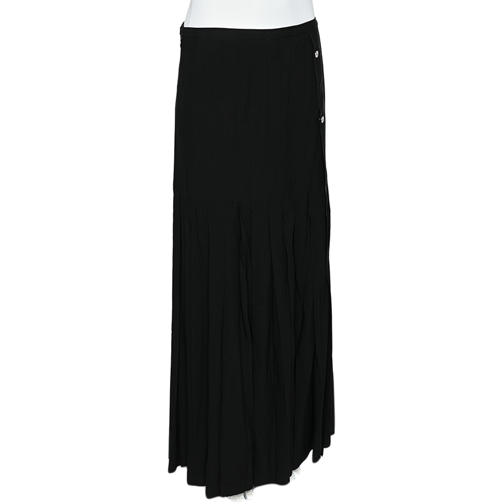 

Versus Versace Black Crepe Pleated Maxi Skirt