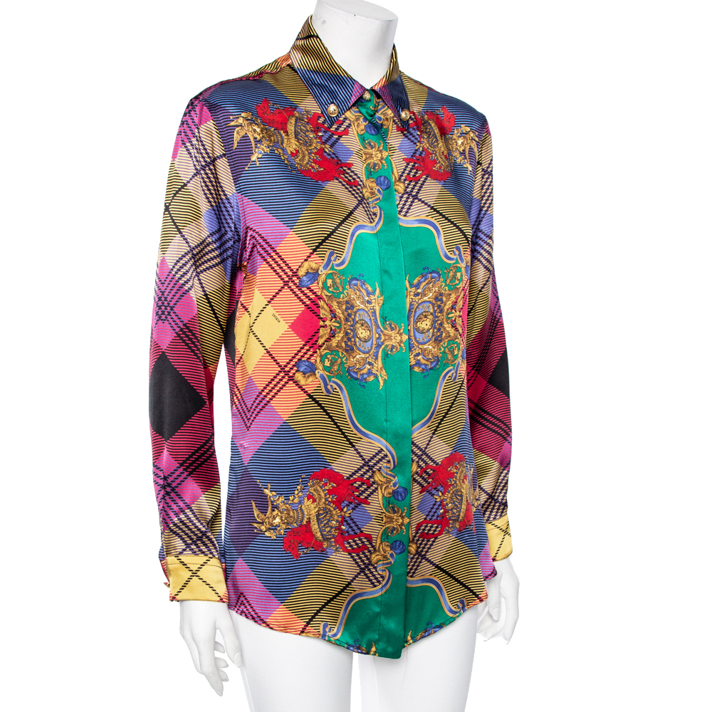 

Versus Versace Multicolored Printed Silk Button Front Shirt, Multicolor