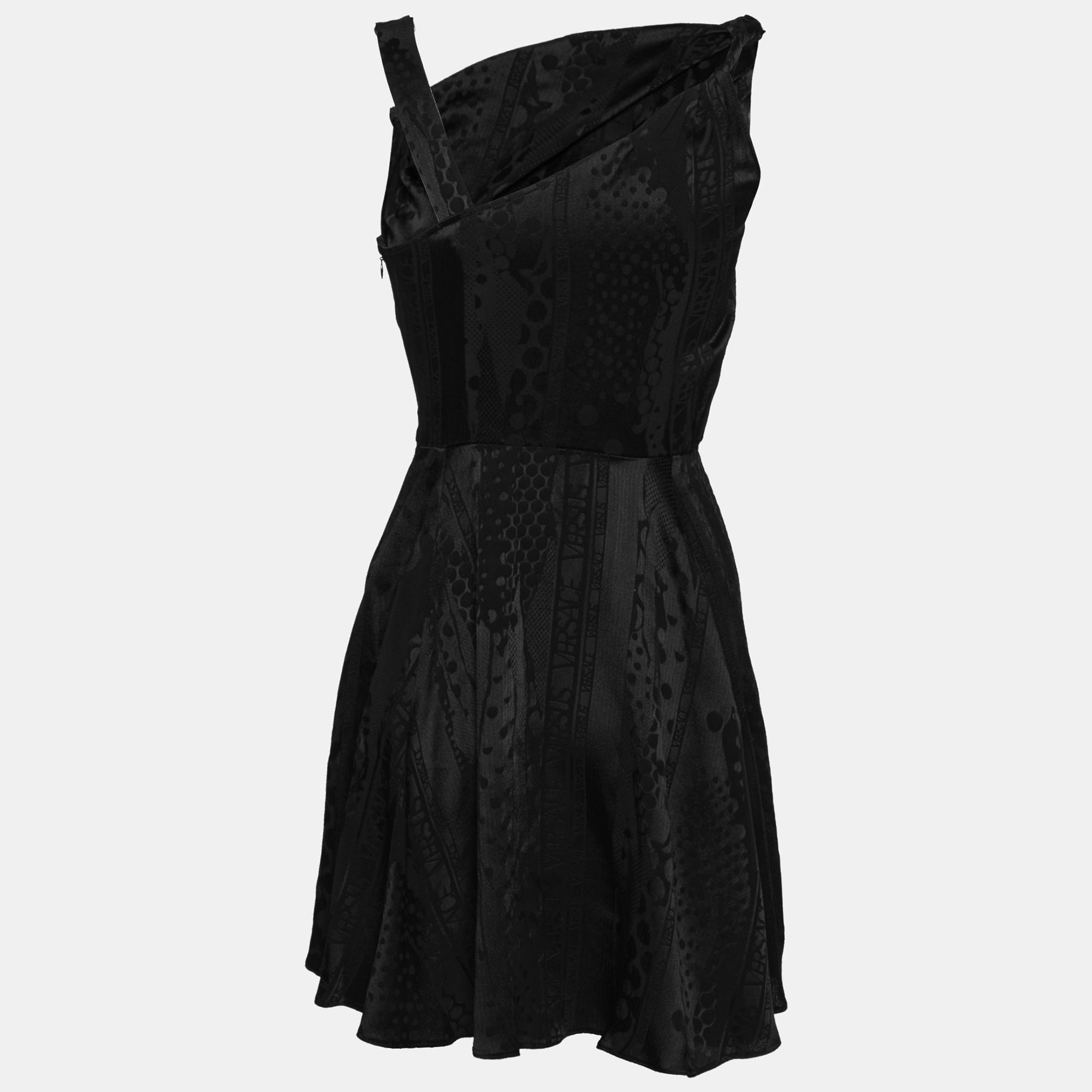 

Versus Versace Black Jacquard Textured Crepe Sleeveless Dress