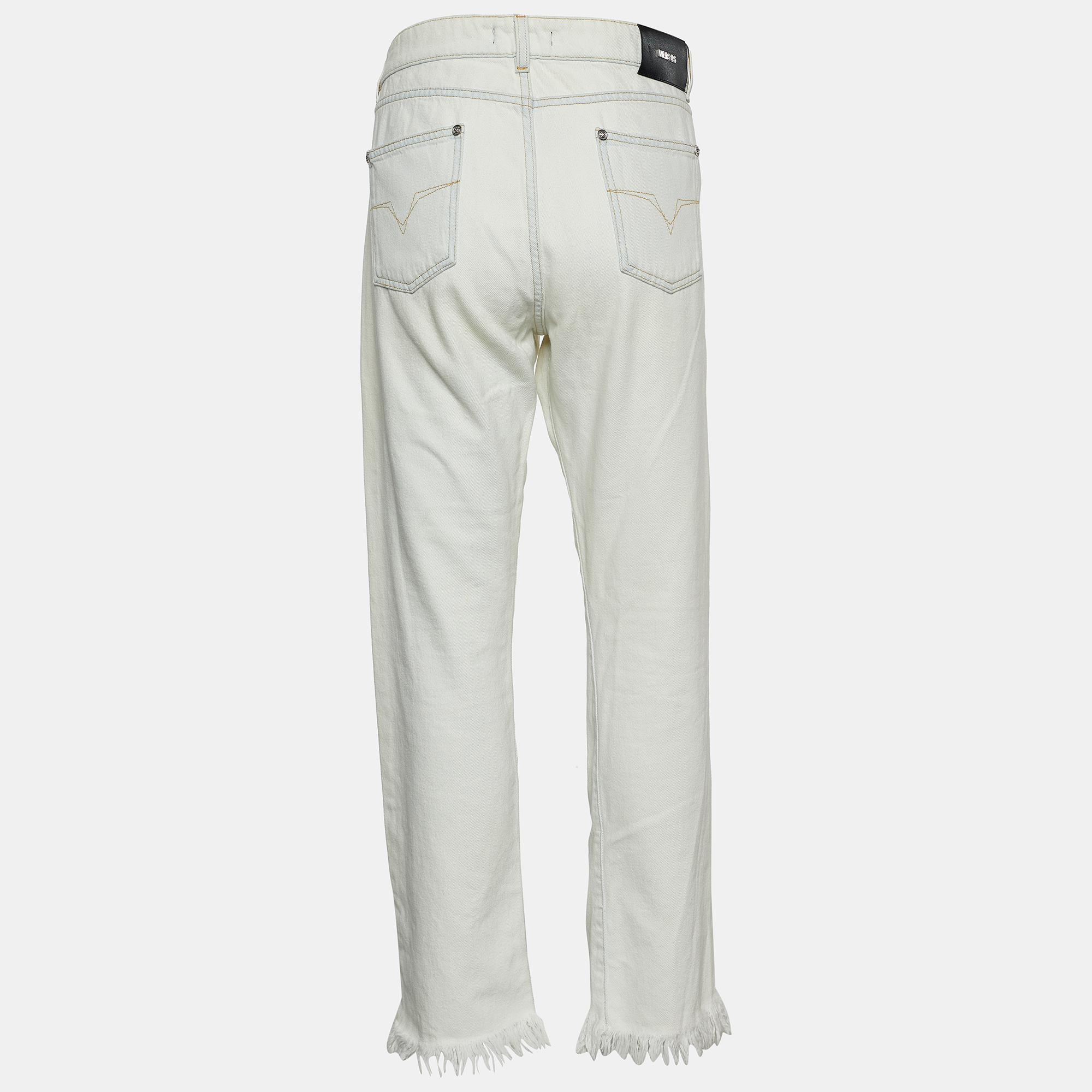 

Versus Versace Cream Denim Distressed Jeans