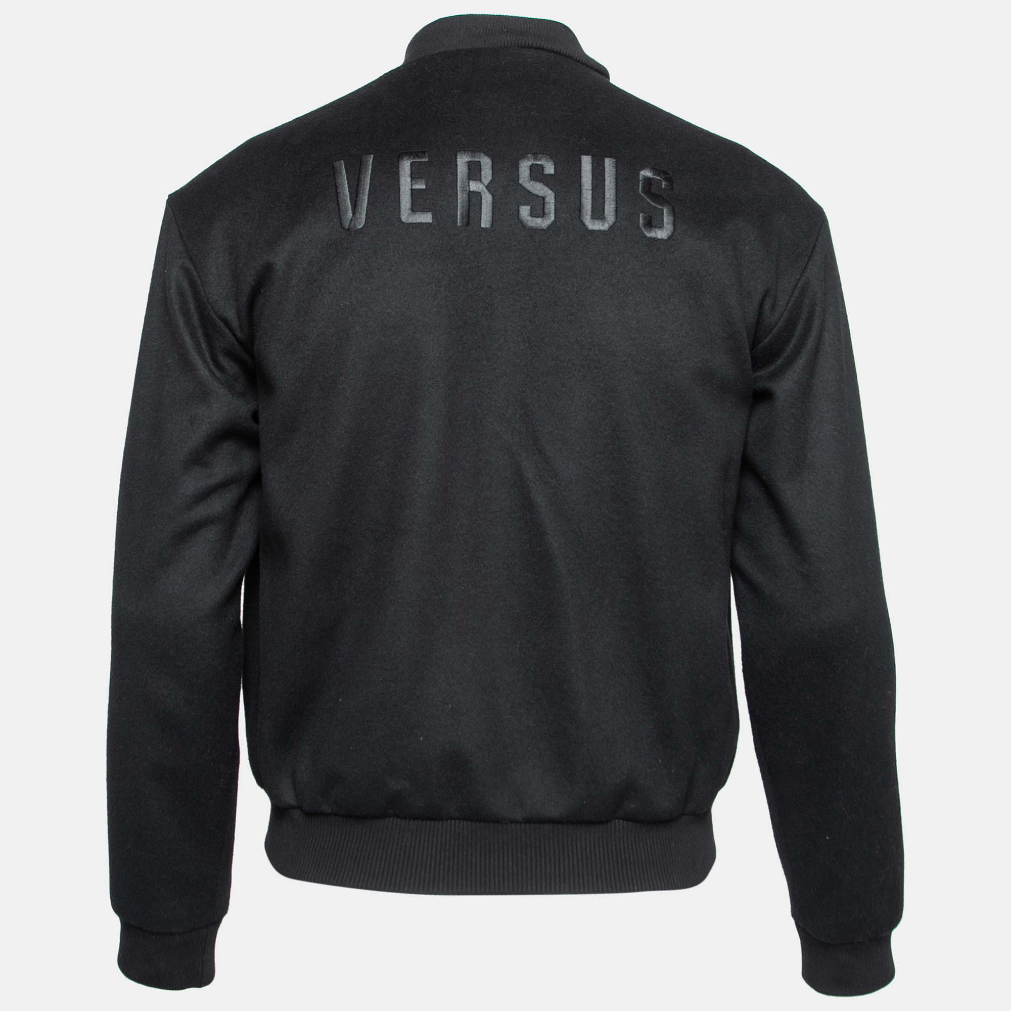 

Versus Versace Black Wool Embroidered Logo Bomber Jacket