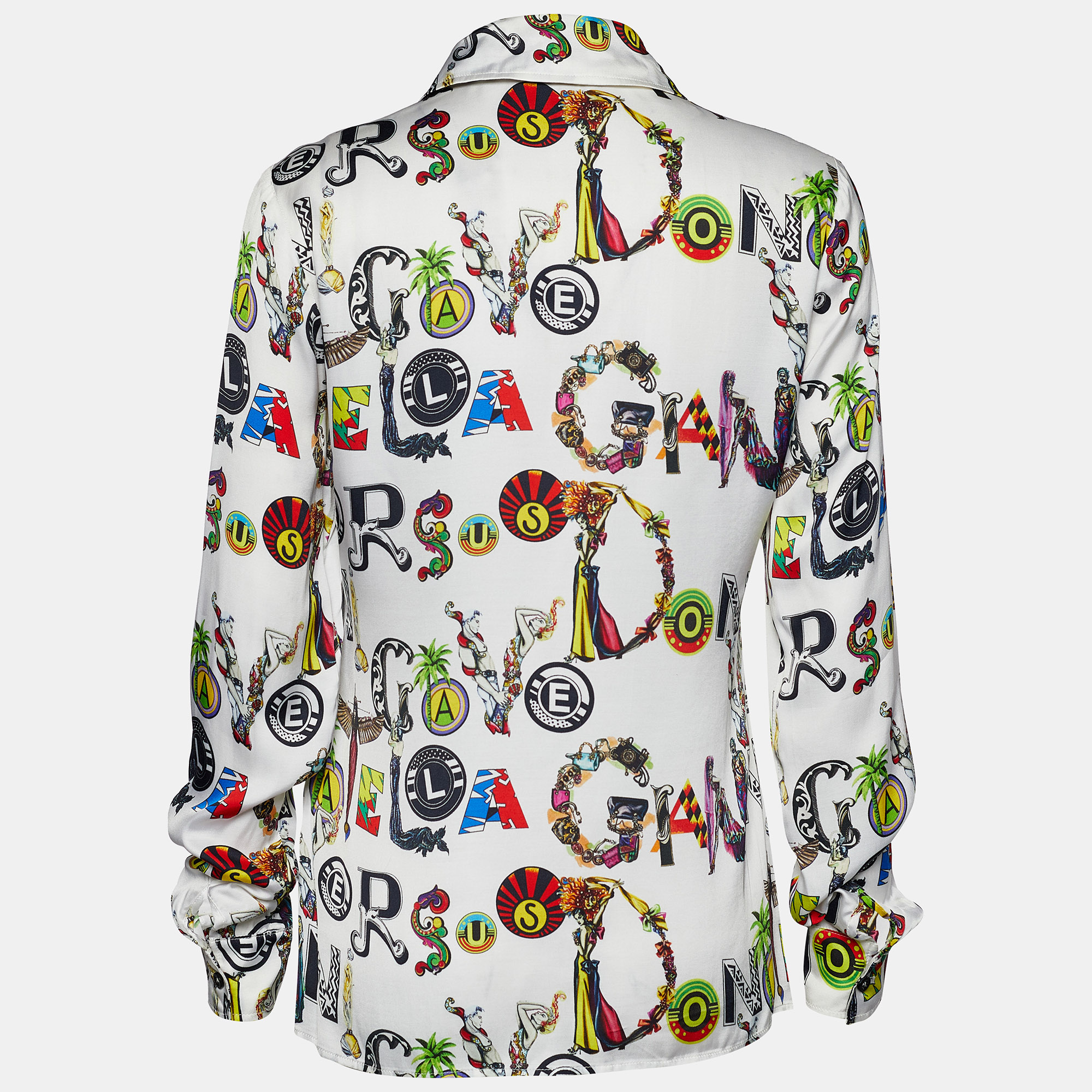 

Versus Versace White Logo Printed Satin Shirt