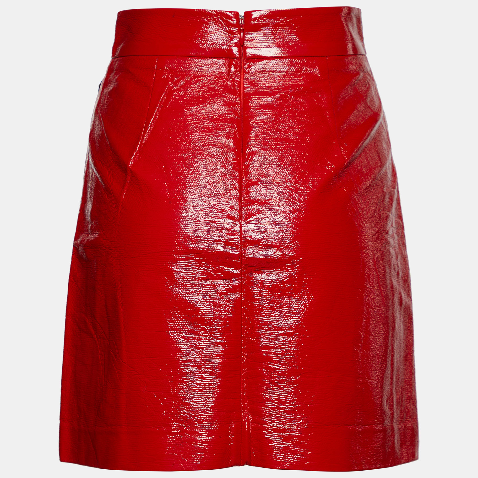 

Versus Versace Red Faux Leather Mini Skirt